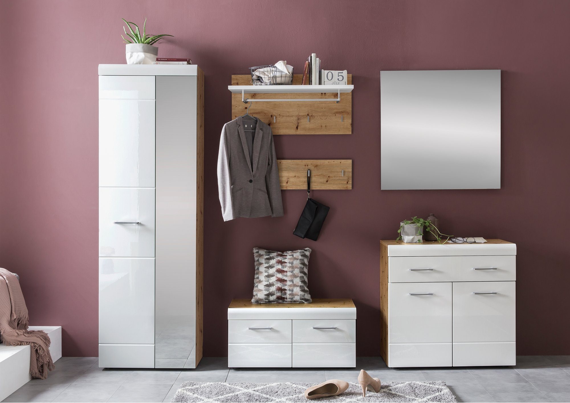 58 aufm Kessel Wickelkommode Garderobenset Jael 250x193x34 Garderobe komplett (5-tlg) Artisan