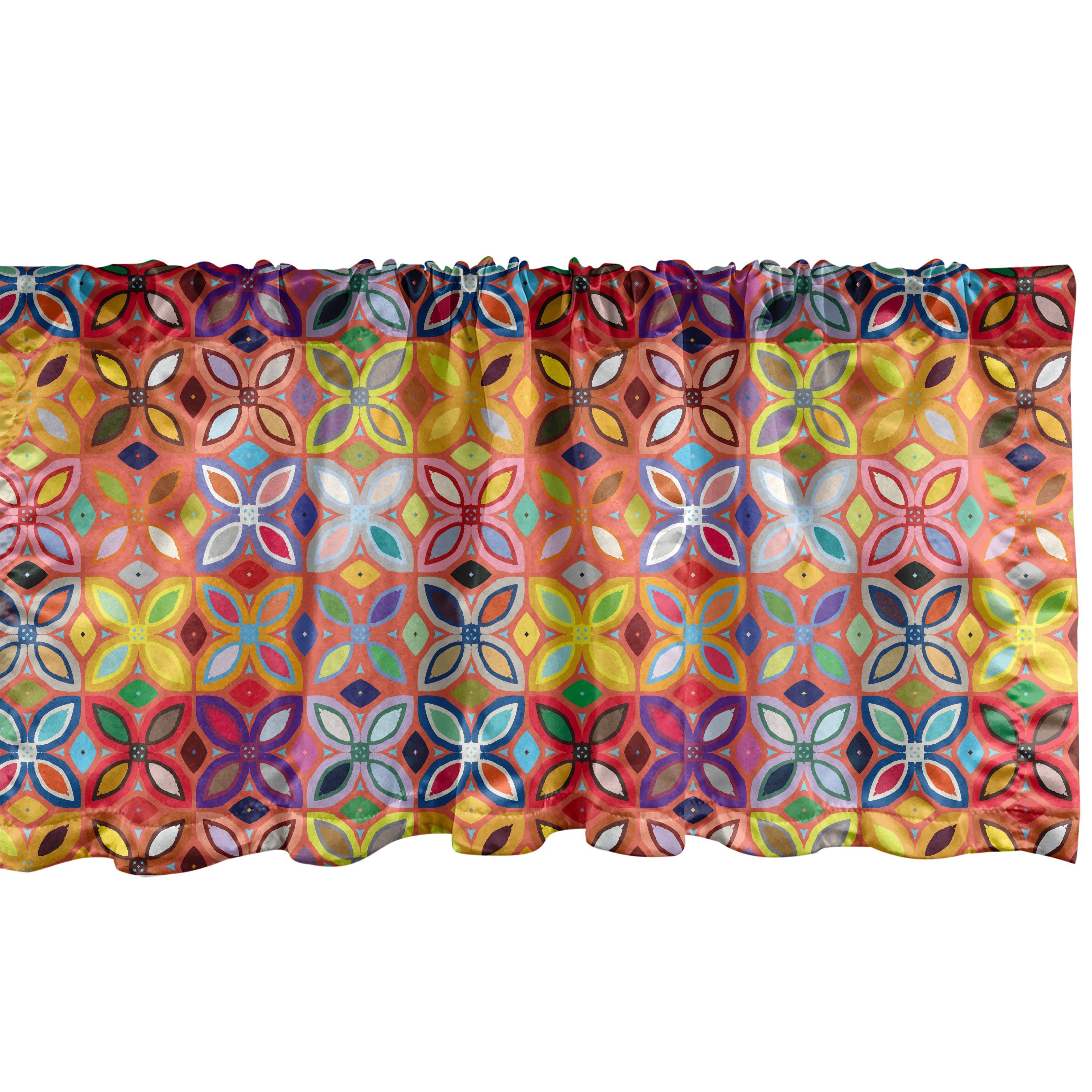 Scheibengardine Vorhang Volant für Küche Schlafzimmer Dekor mit Stangentasche, Abakuhaus, Microfaser, Vintage Tribal Vivid Petals