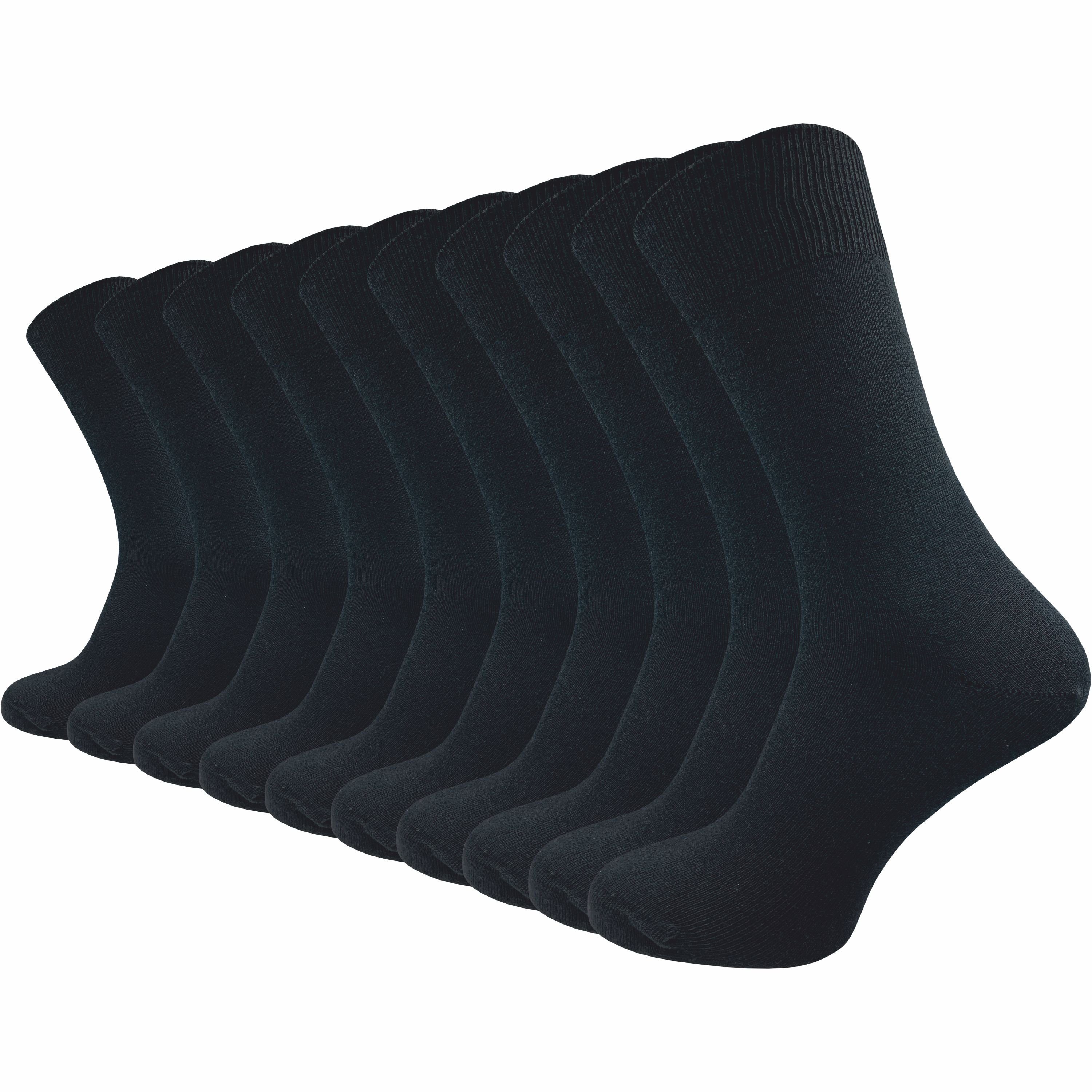 GAWILO Socken für Damen und Herren aus 100% Baumwolle, Business und Freizeit (10 Paar) mit venenfreundlichem Komfortbund Schwarz