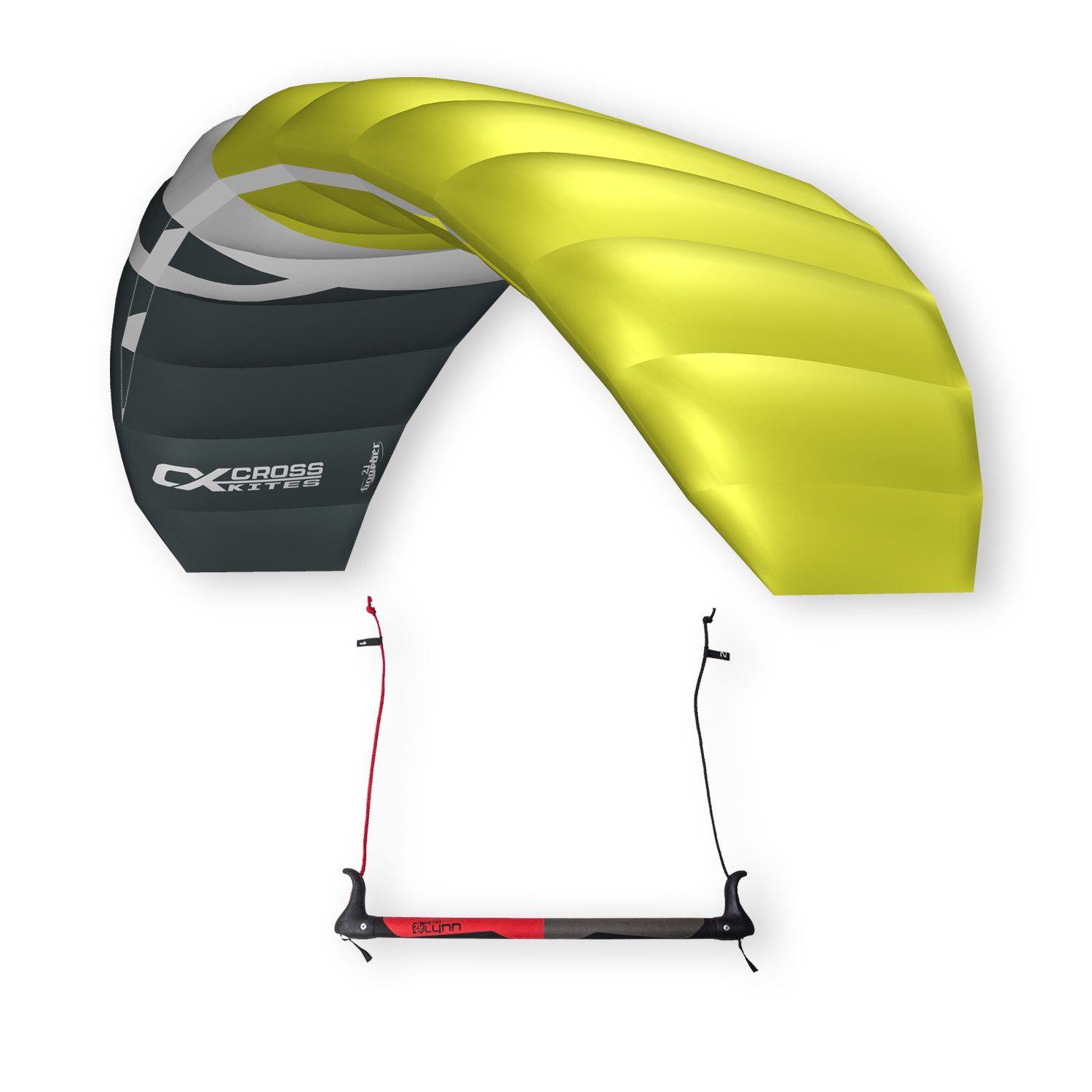 CrossKites Flug-Drache Lenkmatte Boarder R2F Trainerkite Lenkdrachen mit Bar und Kitekiller, R2F Ausstattung (Ready to Fly) inkl. Controlbar, Leinen und Kitekiller