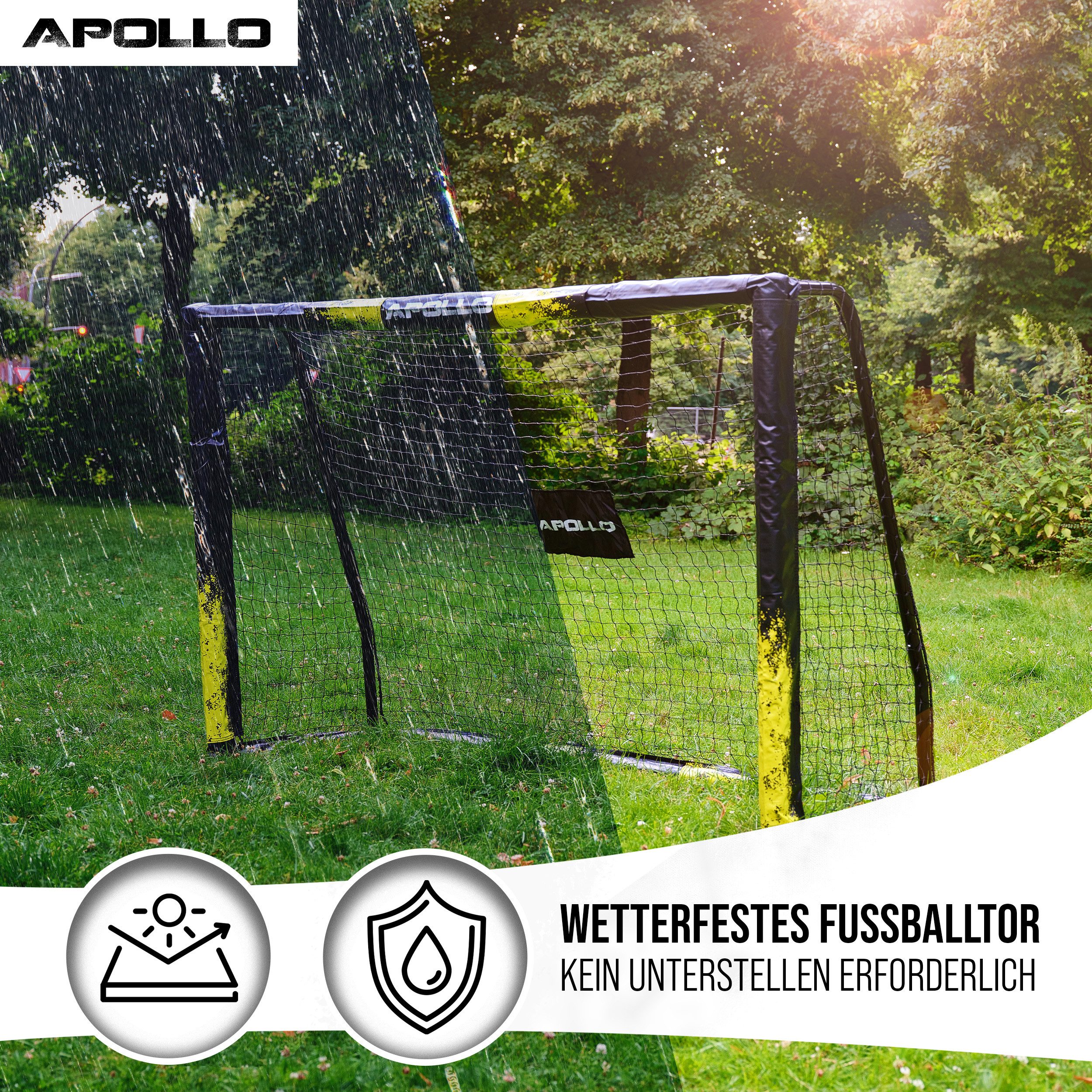 Apollo Fußballtor Fußballtor "Goal Master", ideales Tor für Fussball / Hockey / Handball, wetterfest, erhältlich in 3 Größen, gepolsterte Pfosten