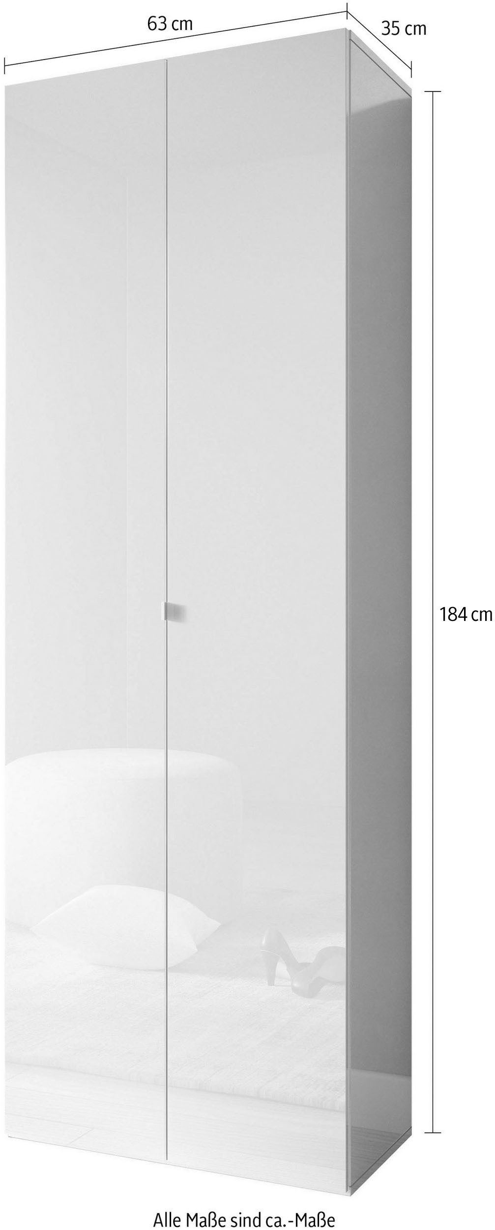 OTTO home Schuhschrank SMILE Breite 63 cm, Höhe 184 cm, Schuhregal mit 7 Ebenen, Schuhkommode in Weiss Hochglanz Lack – Bild 5 von 5