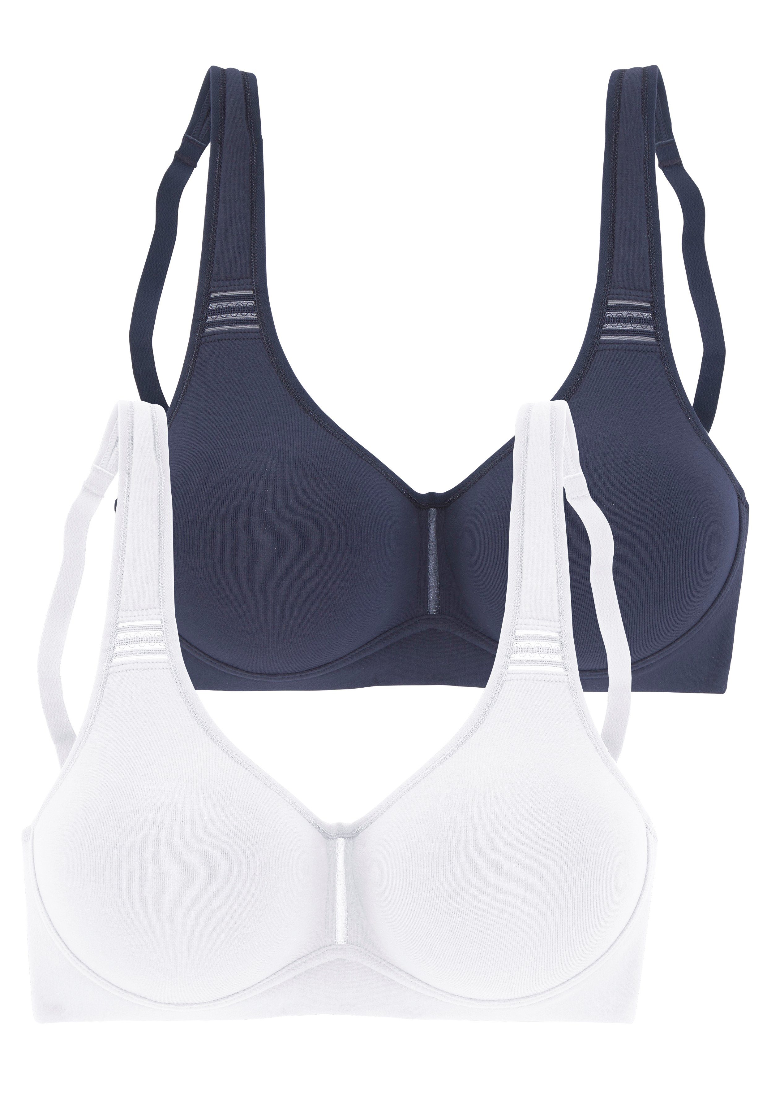 marine+weiß Baumwolle, 2 petite Bügel aus ohne Stück) fleur (Packung, T-Shirt-BH Dessous Basic