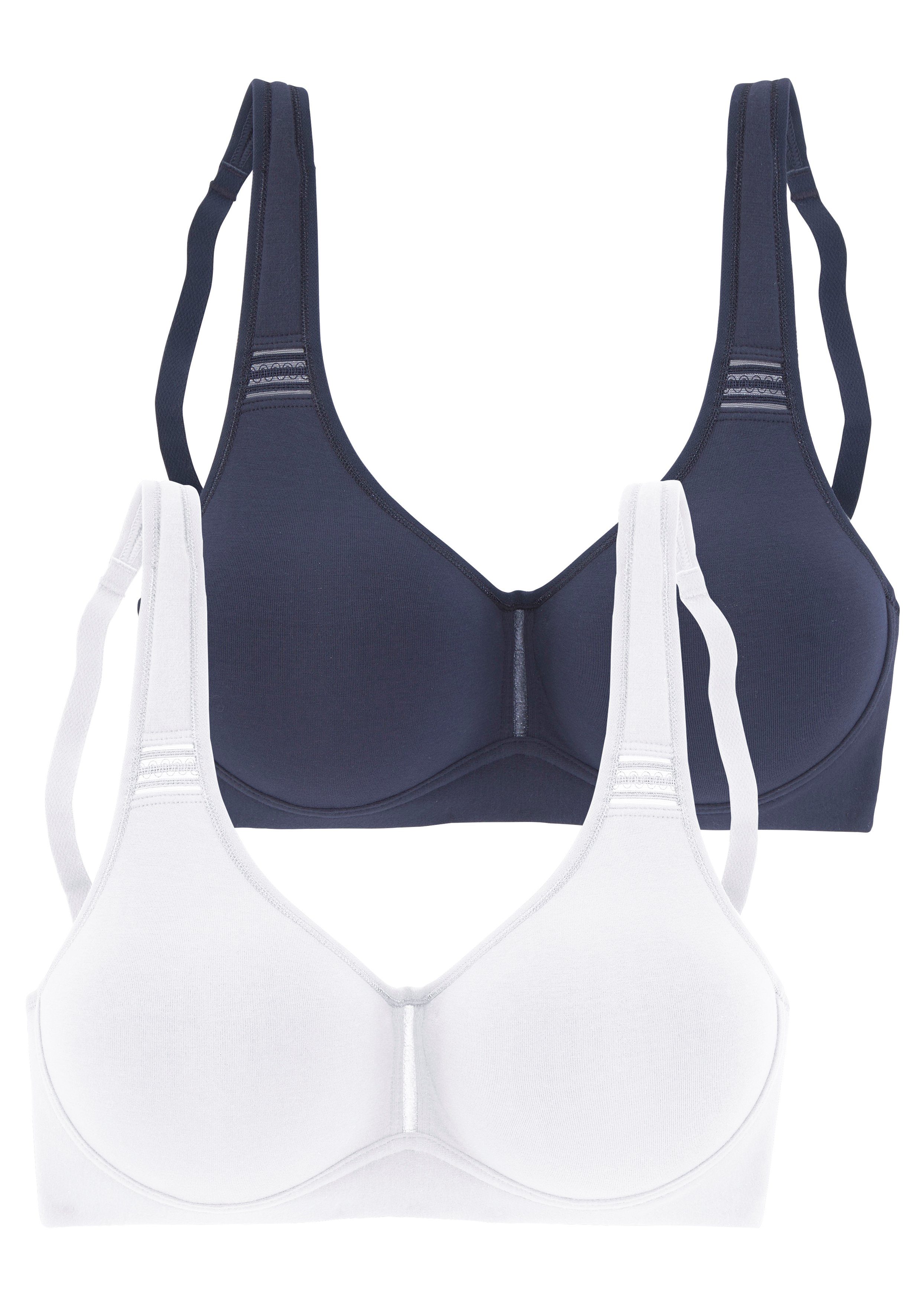 petite fleur by Lascana T-Shirt-BH, BH ohne Bügel, Baumwoll-BH, Soft-BH (Packung, 2 Stück) mit breiten Trägern, große Größen, bequemer BH – Bild 2 von 5
