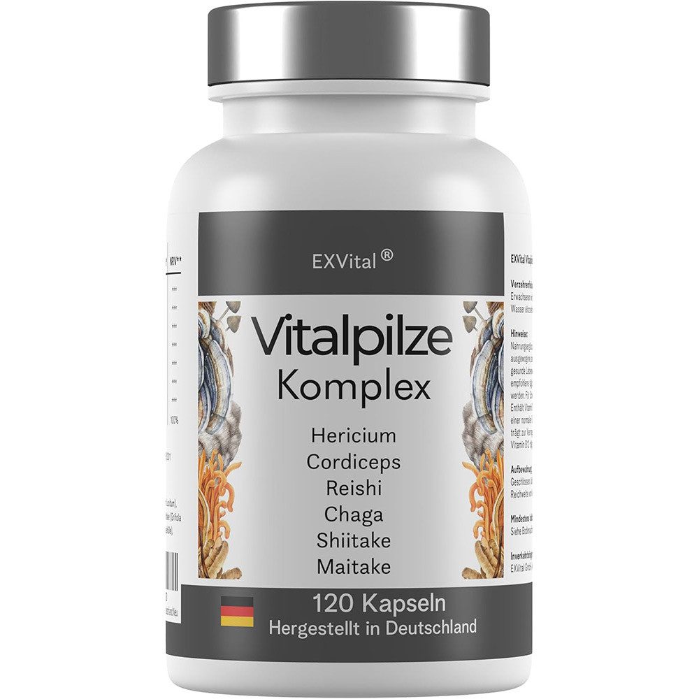 Vitalpilze Komplex- Hericium, Cordyceps, Reishi, Chaga, Shiitake, B12 Kapseln