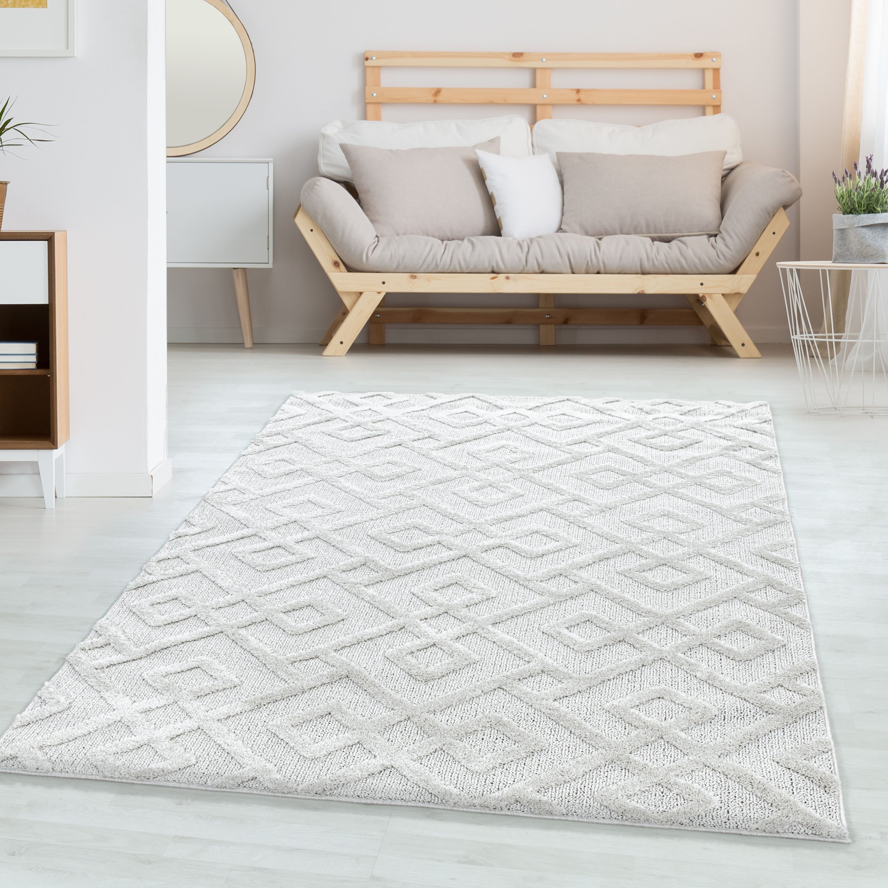 Carpettex Hochflor-Teppich Geometrisch Design, Rund, Höhe: günstig online kaufen