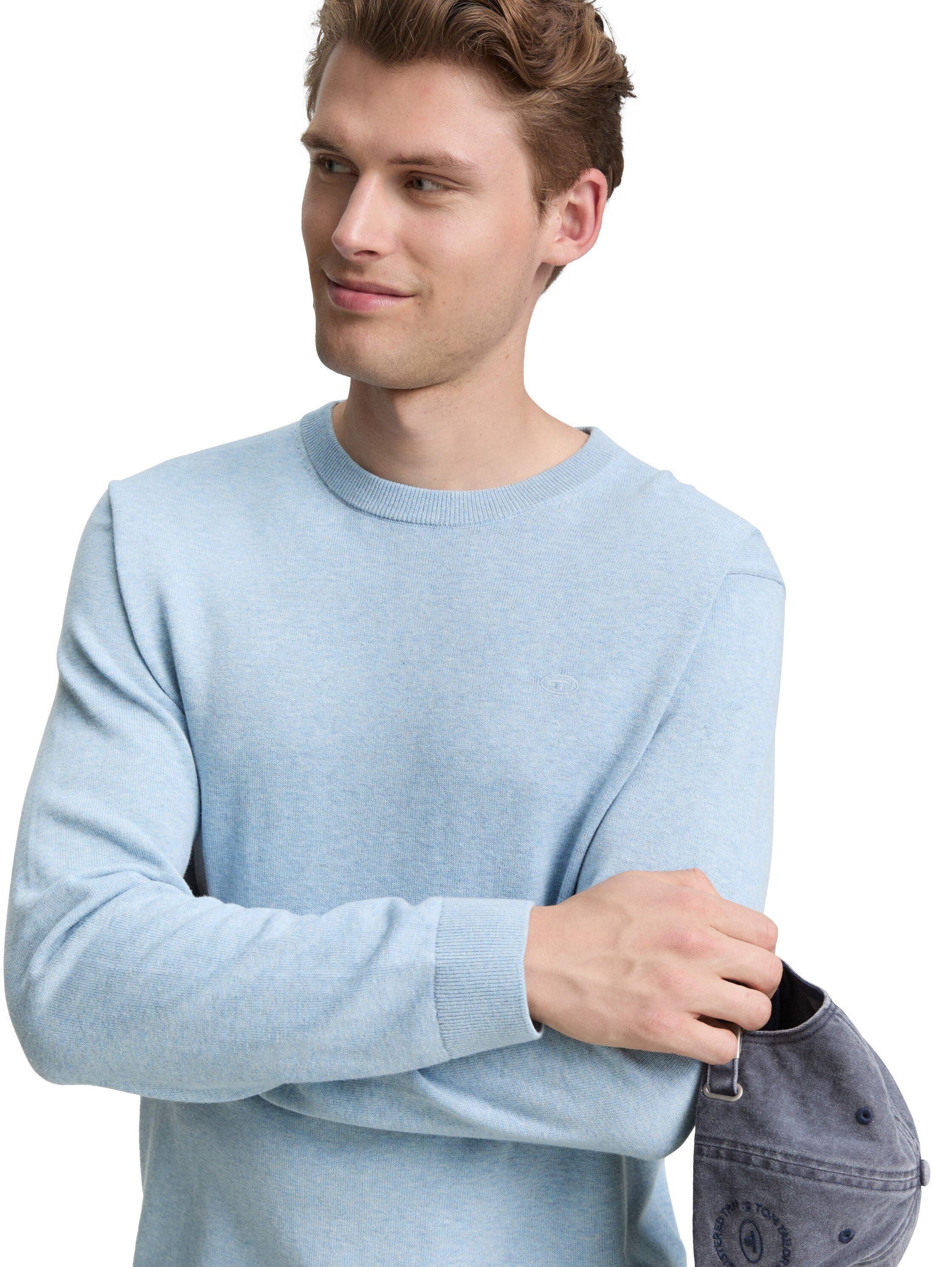TOM TAILOR Rundhalspullover mit Logostickerei