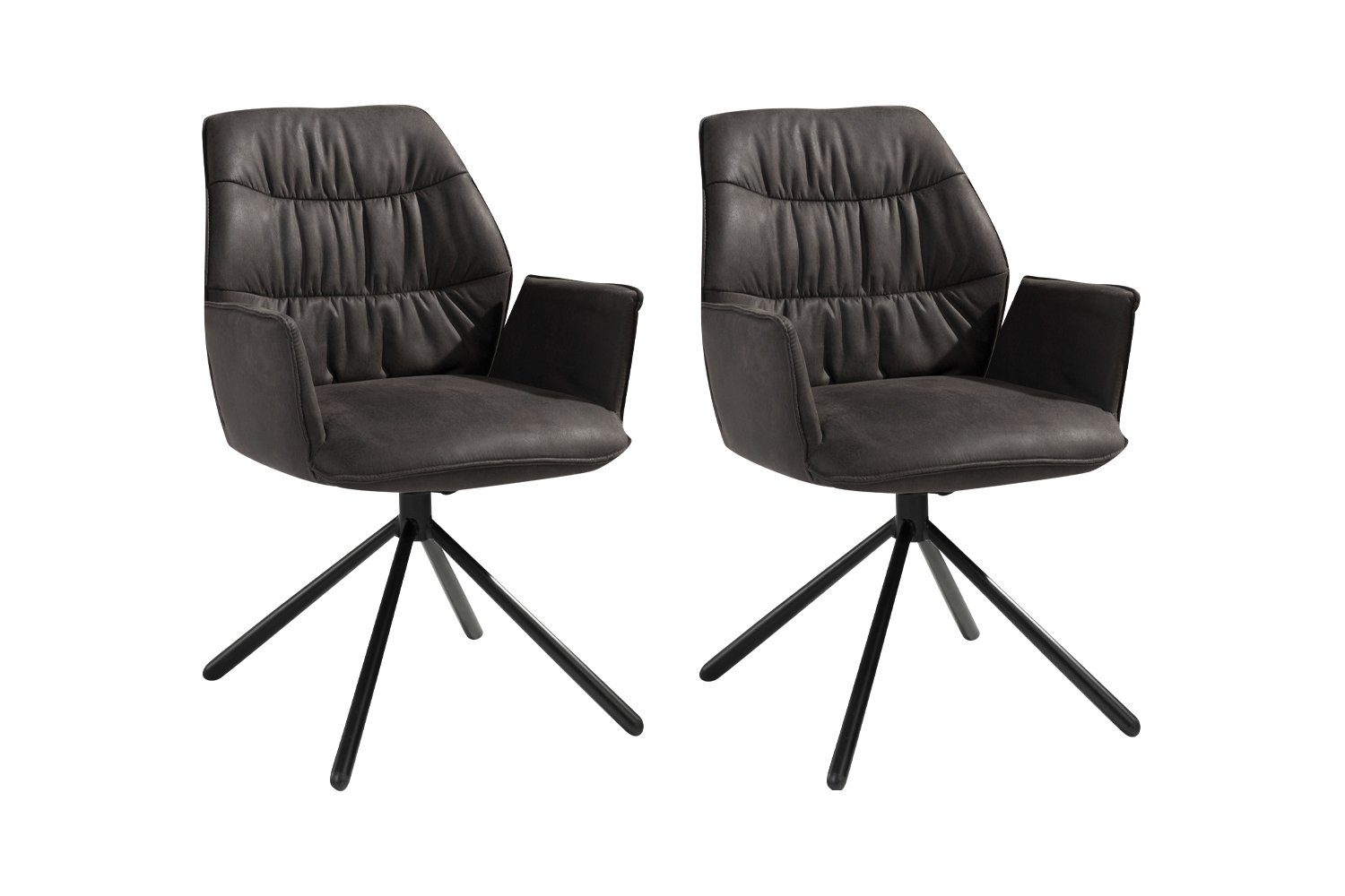 NIEHOFF SITZMÖBEL Esszimmerstuhl TAPAS, 2er Set, Anthrazit, Schwarz, Mikrofaser, Metall, 180 Grad drehbar