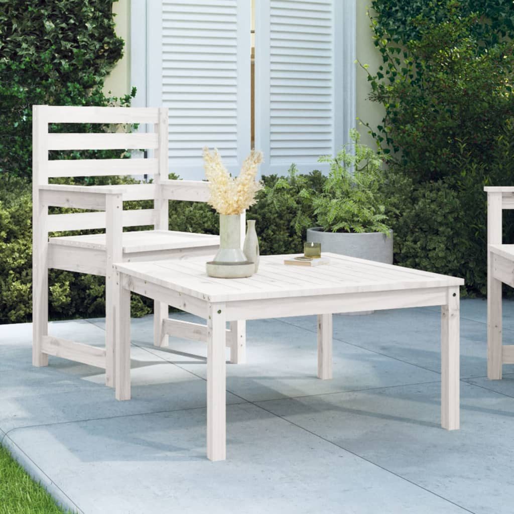 furnicato Gartentisch aus massivem Kiefernholz Weiß 82,5 x 82,5 x 45 cm (1-St)