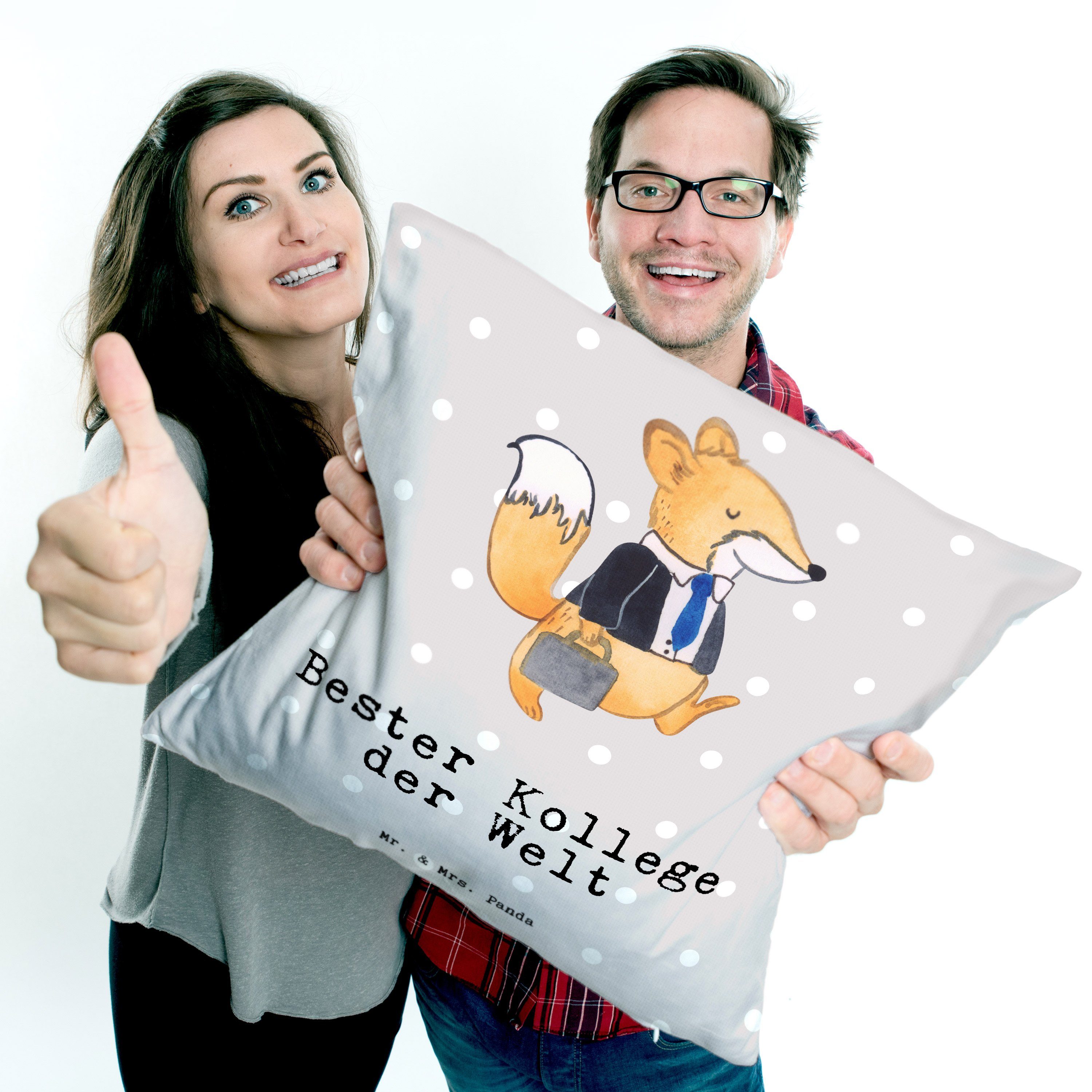 Mr. & Mrs. Panda Grau Bester der Welt Geschenk, Dekokissen Kollege - - Pastell Abschiedsges Fuchs