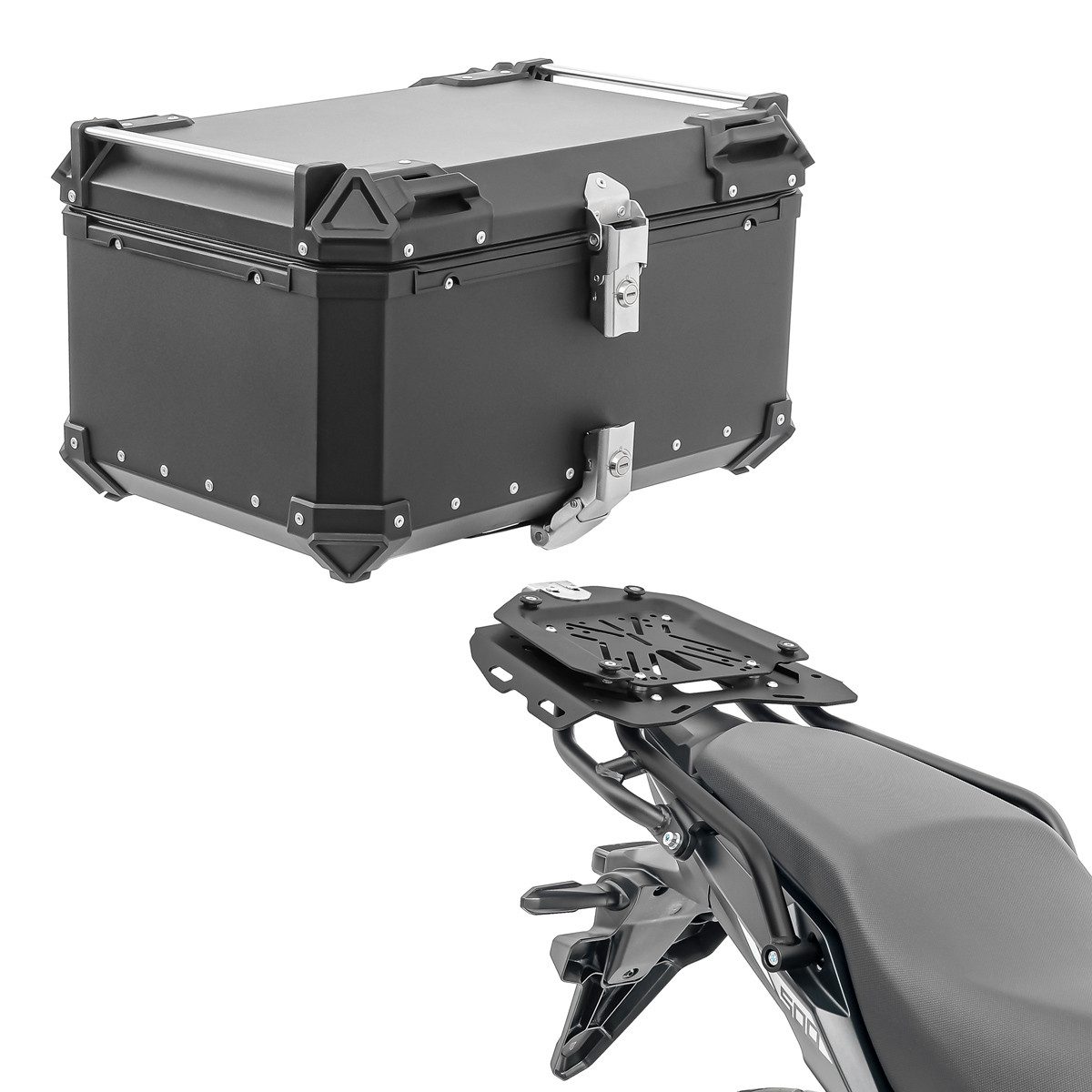 Bagtecs Topcase Set Alu Topcase + Gepäckbrücke für Honda CB 500 X 13-23 XB65