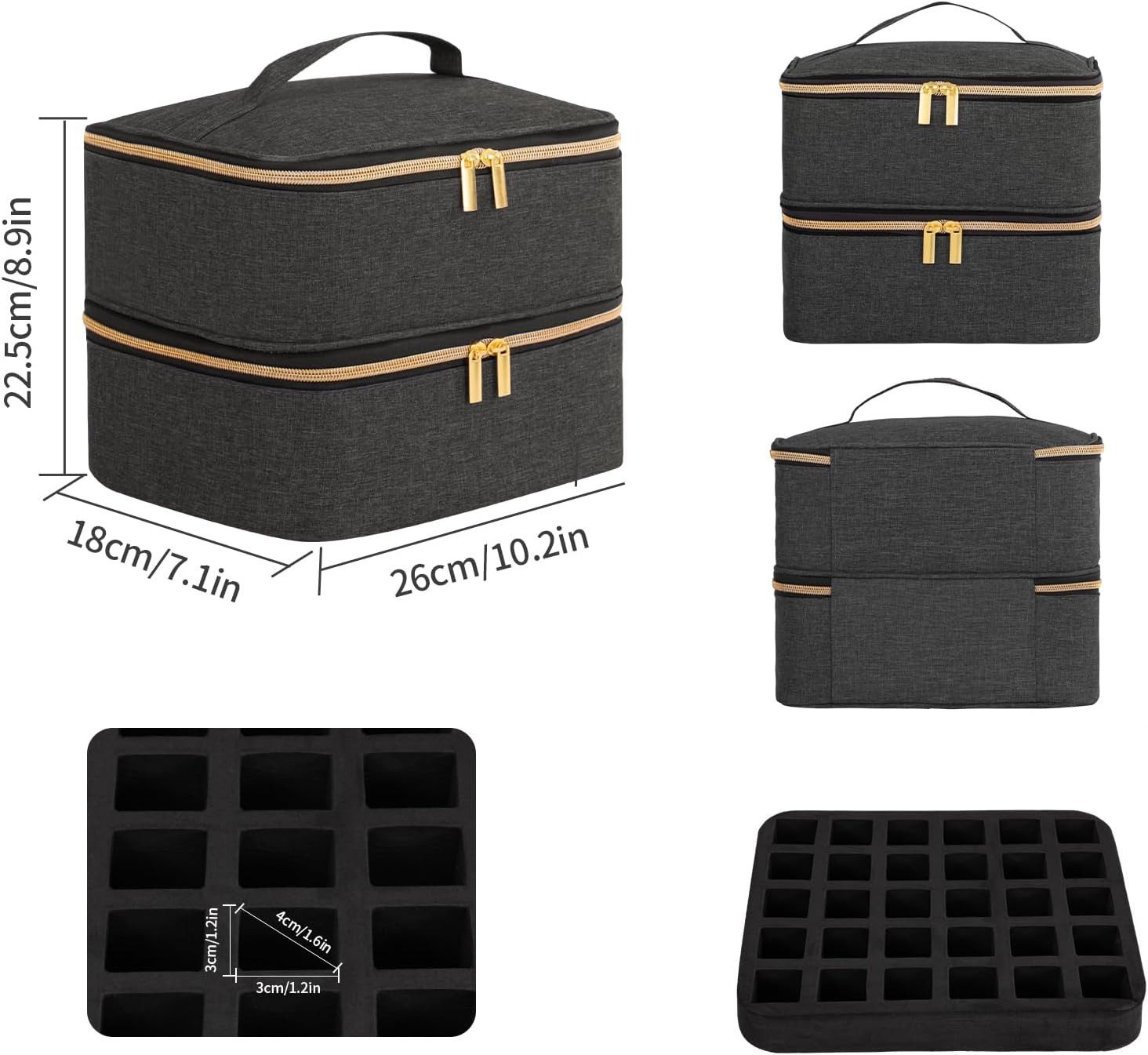 Youyijia Aufbewahrungsbox Nagellack-Organizer-Tasche, Doppelschicht Nagellack Tasche Make