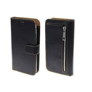 K-S-Trade Handyhülle für Samsung Galaxy J4 Core, TOP SET Handy Hülle Schutz Hülle schwarz aus Kunstleder +