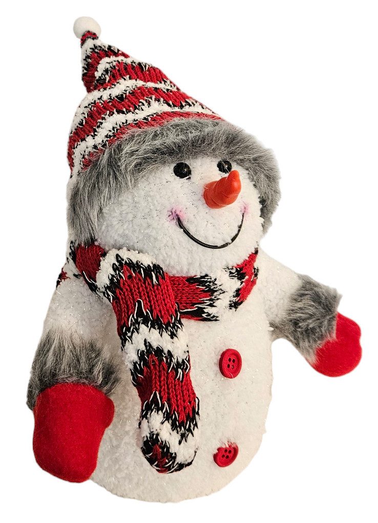 Meinposten Schneemann mit warmweiß LED Beleuchtung Schal & Mütze rot Weihnachtsdeko (1 St)