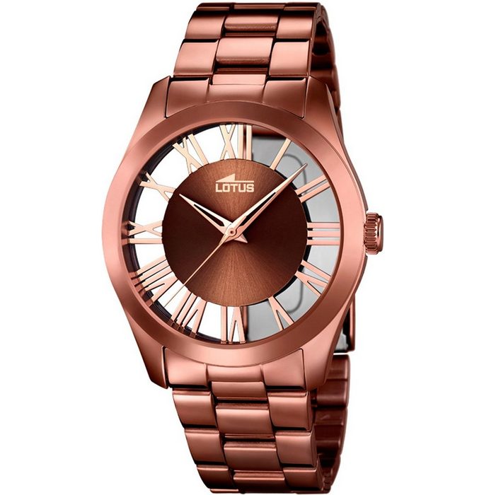 Lotus Quarzuhr Lotus Damen Uhr Elegant L18125/1 Stahl (Armbanduhr) Damen Armbanduhr rund Edelstahlarmband bronze