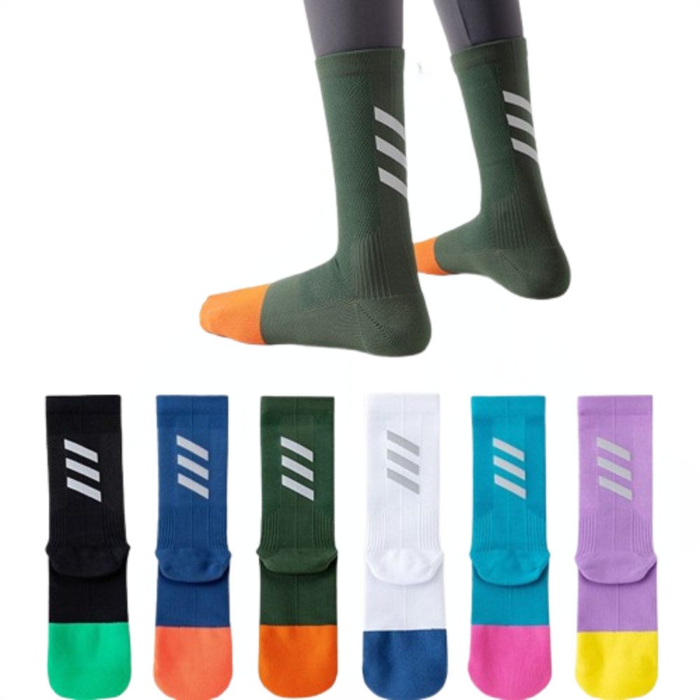Blusmart Funktionssocken Sportliche Radsocken in der Mitte der Wade, 6 Paar Set (Schweißabsorbierend, atmungsaktiv und rutschfest, Reflektierend Leuchtend) Vier Jahreszeiten