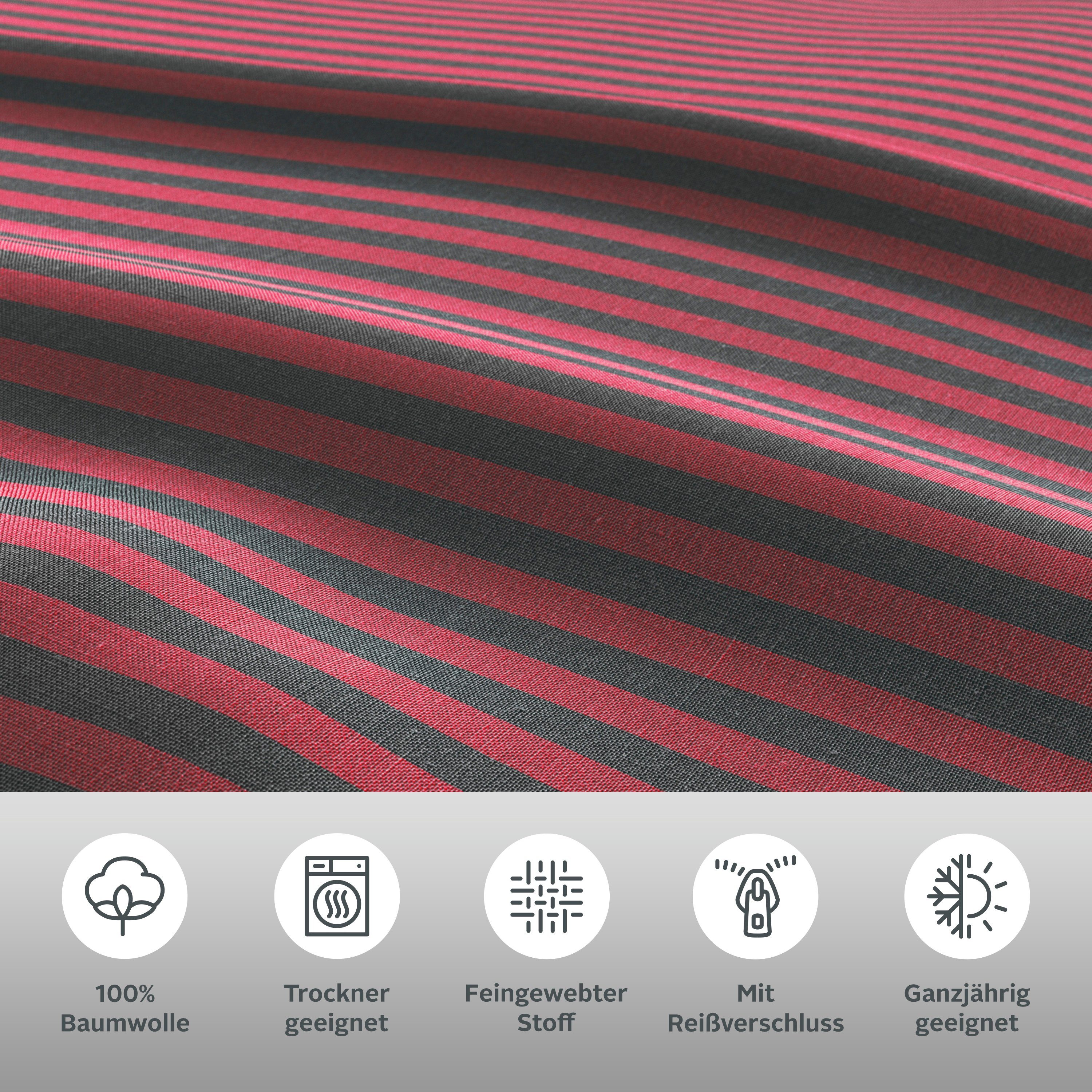 Bruno Banani Bettwäsche Jassen, Renforcé, 3 teilig, moderne Bettwäsche aus Baumwolle, Bettwäsche mit Streifen-Design