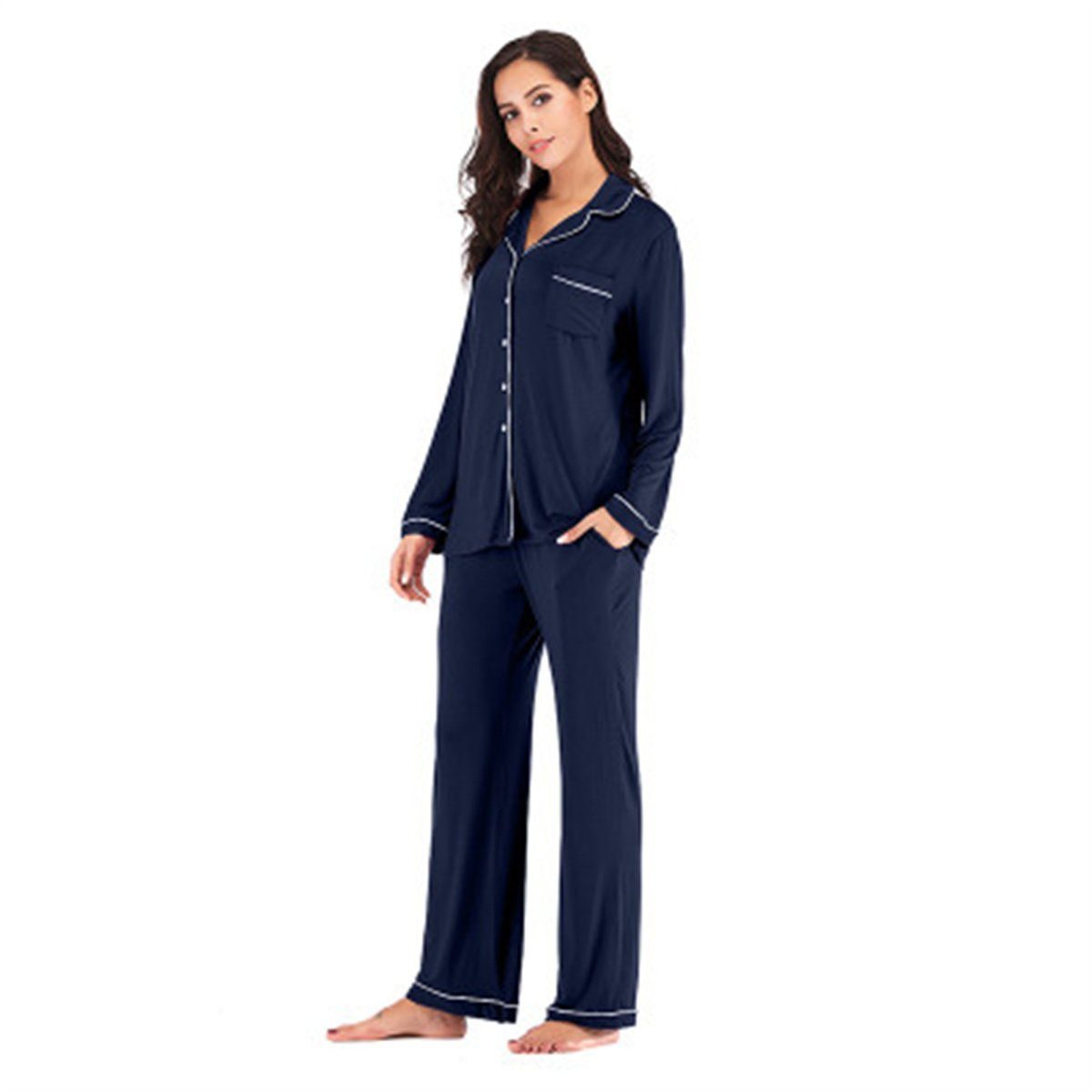 carefully selected Pyjama Einfaches Heimkleidungsset für Damen, Pyjama-Set, weich und bequem Blau