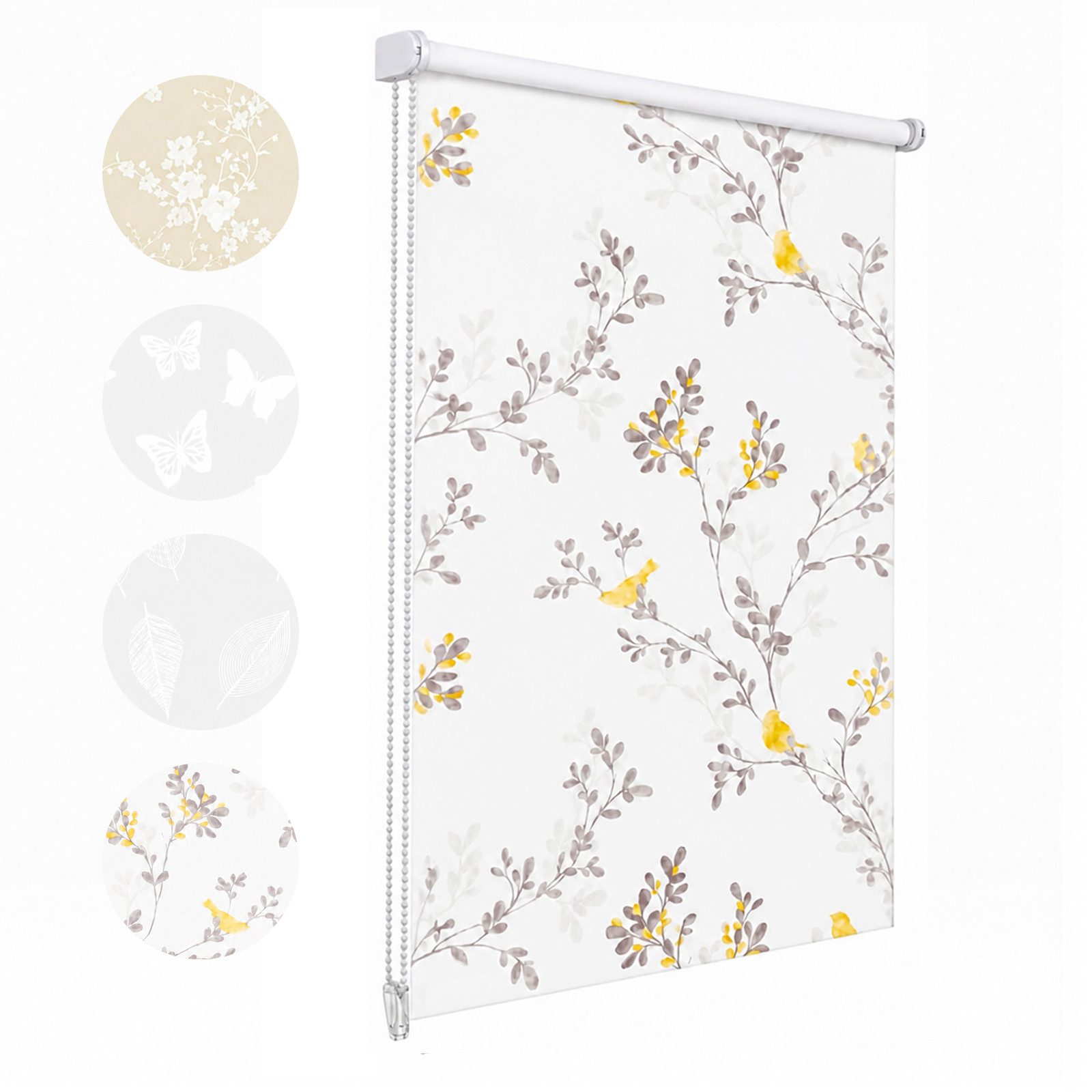 Rollo Seitenzugrollo mit Muster Verdunklungsrollo Klemmfix ohne Bohren, Sekey, Klemmfix, Klemmfix, 4 Designs, stufenlos verstellbar, lichtdurchlässig oder verdunkelnd