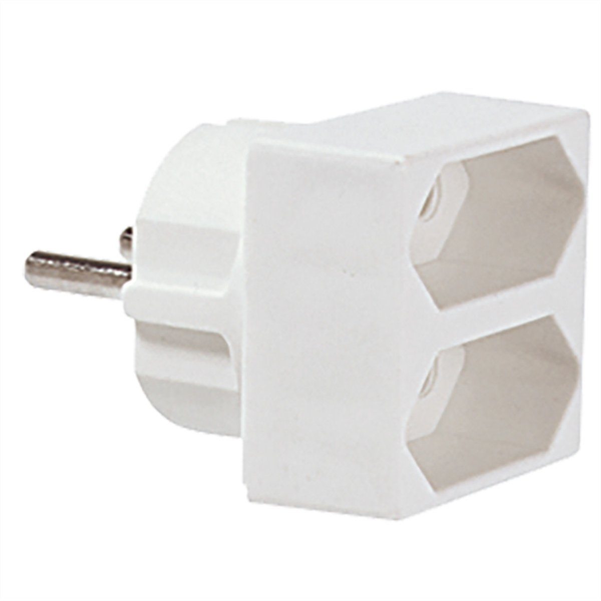 Bachmann Euro-Doppelstecker Stromadapter Konturenstecker, CEE 7/17, Typ-C zu Eurostecker, 2,5A, CEE 7/16, Typ-C, 0 cm, 1x Schutzkontakt-Stecker, 2x Euro-Buchse
