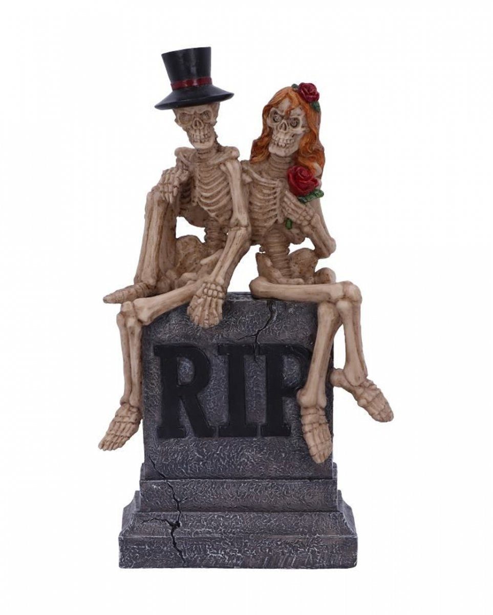 Dekofigur Skelett Hochzeitspaar auf Grabstein 17cm