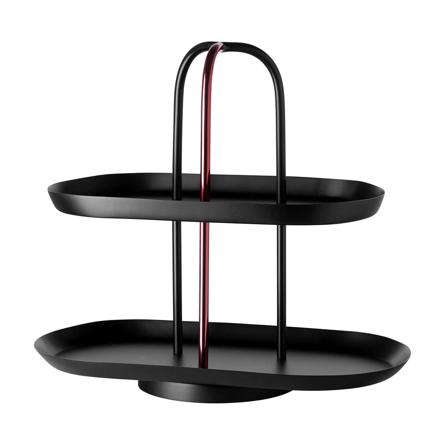 Fink Studio Etagere UPPER EAST 2er Etagere - rot-schwarz - Edelstahl - H. 27cm x B. 31cm, pulverbeschichtet, (1x Etagere, Etagere - Cupcake Ständer - Servierplatte - Tortenplatte), Etagere Cupcake Ständer Servierplatte Tortenplatte 3-stöckig