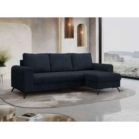 MKS MÖBEL Ecksofa HUGO, Modern Ecksofa, L-Form Couch - Bettsofa, mit Bettfunktion, lose Kissen