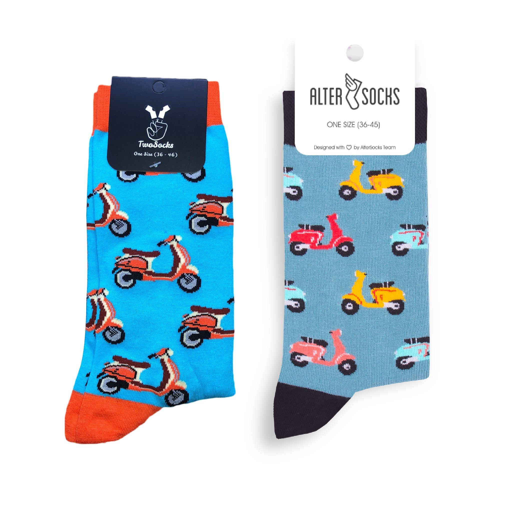 TwoSocks Freizeitsocken Кумедні шкарпетки Damen & Herren Roller Motiv, Baumwolle, Einheitsgröße (2 Paar)