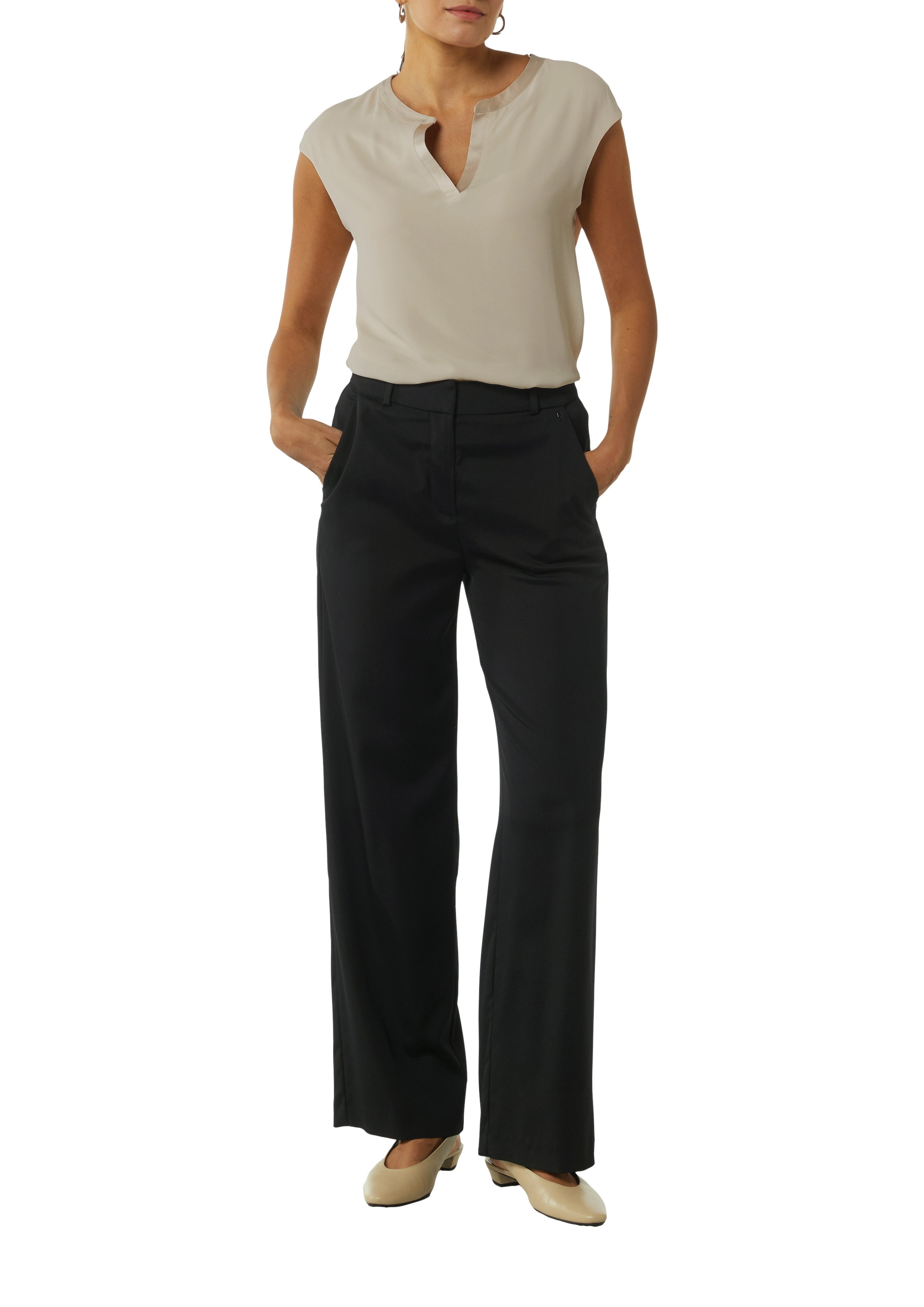 comma Blusenshirt mit geschlitztem Rundhals, Satin-Optik günstig online kaufen