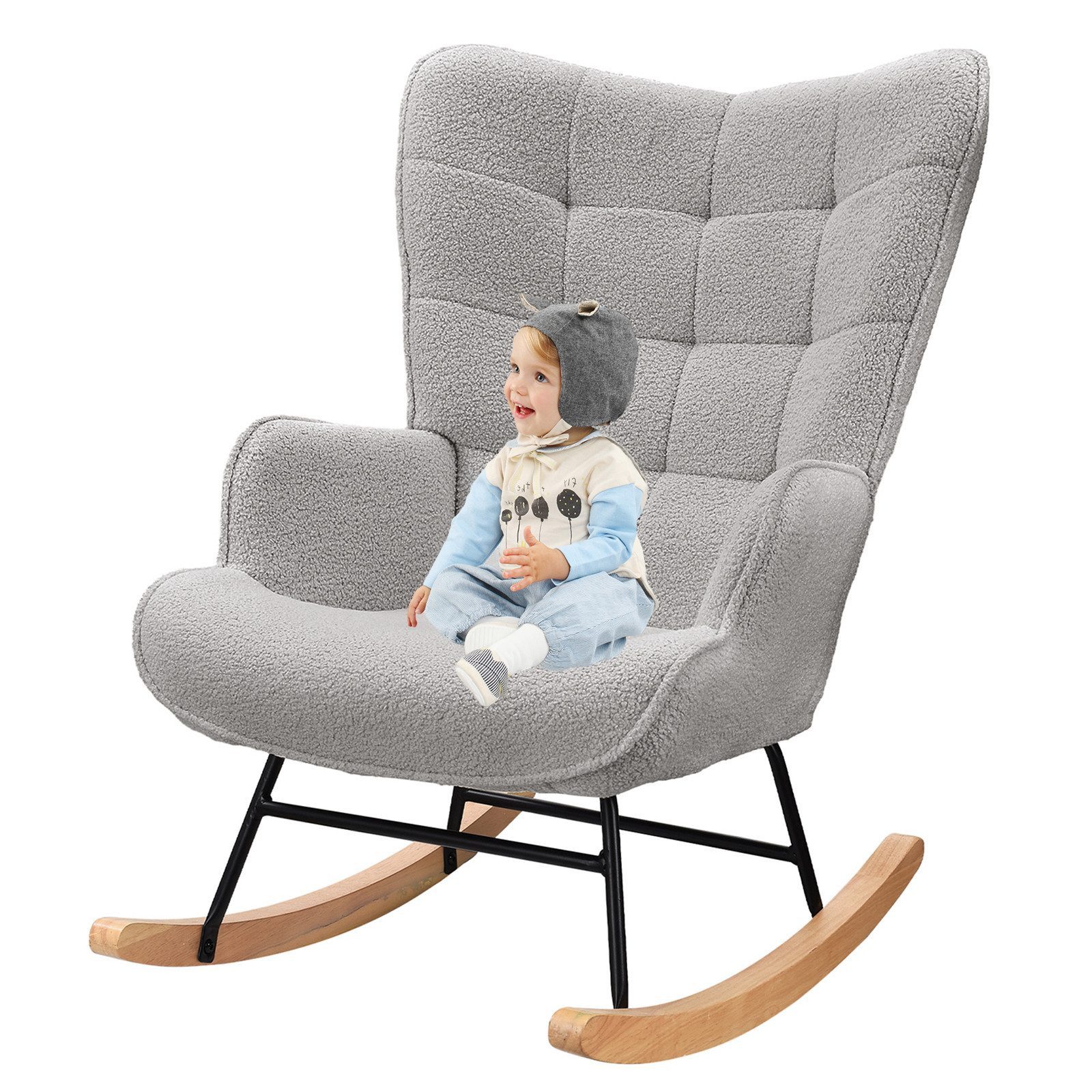 FUROKOY Armlehnstuhl Schaukelstuhl Wohnzimmer Teddystoff mit günstig online kaufen