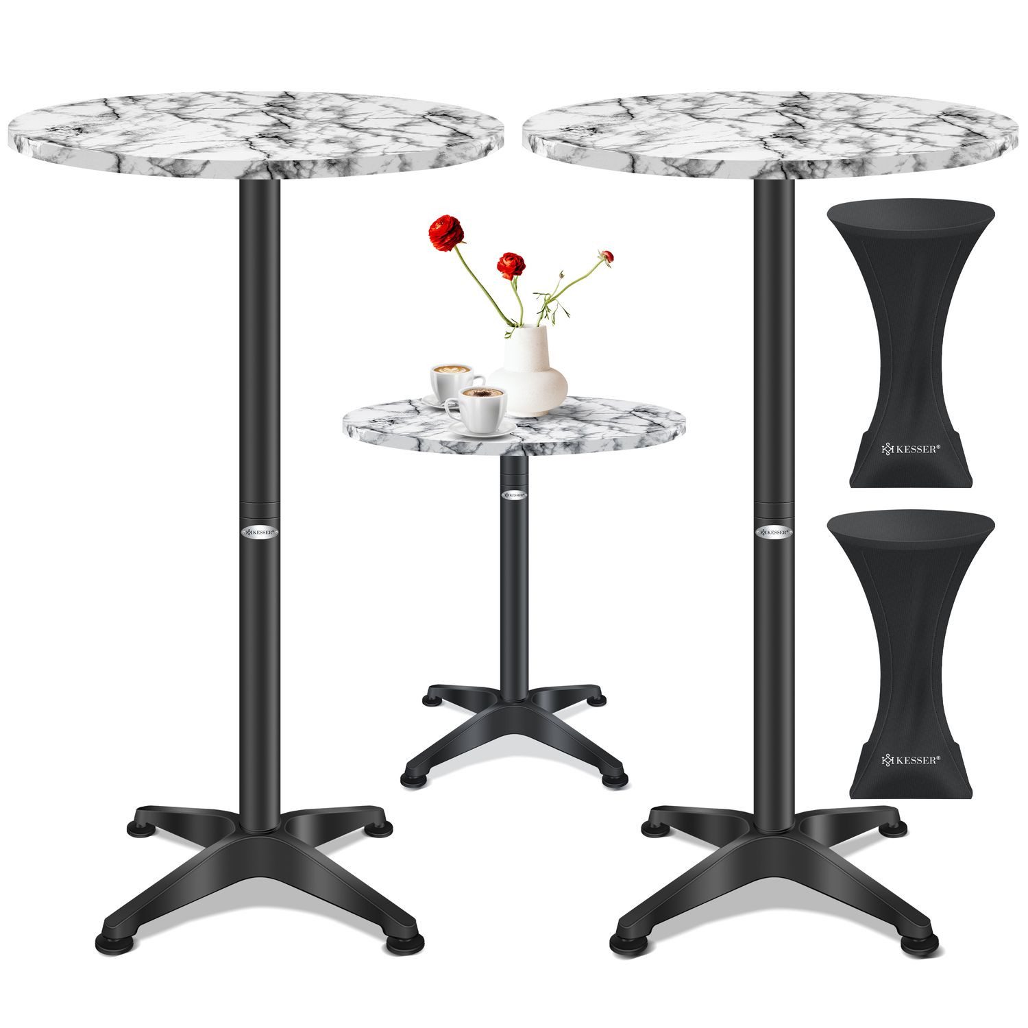 KESSER Bistrotisch, 2in1 Stehtisch Bistrotisch Aluminium Edelstahlplatte