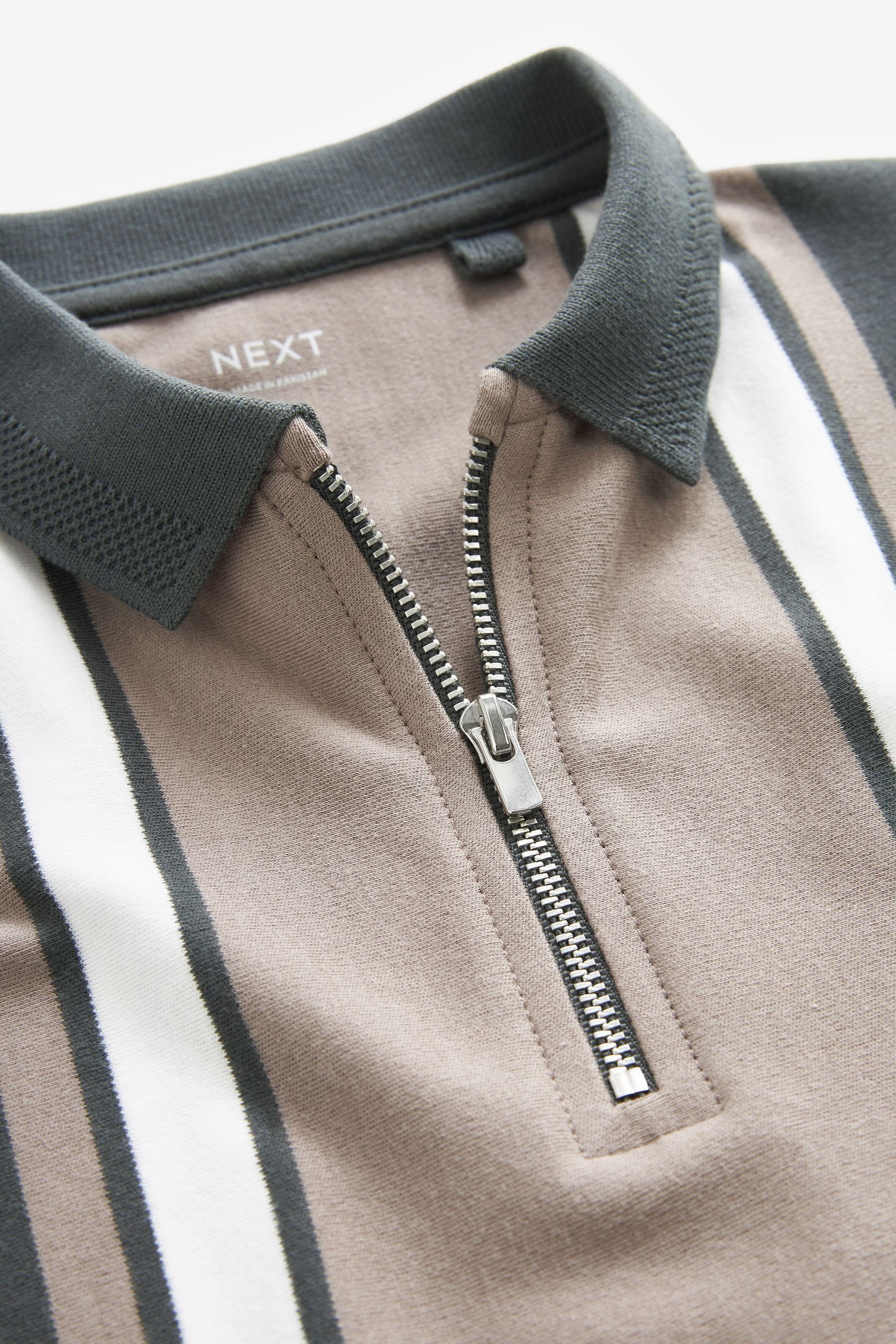 Kurzärmeliges Vertical Neutral Polohemd (1-tlg) Poloshirt Colourblock Next Reißverschluss mit