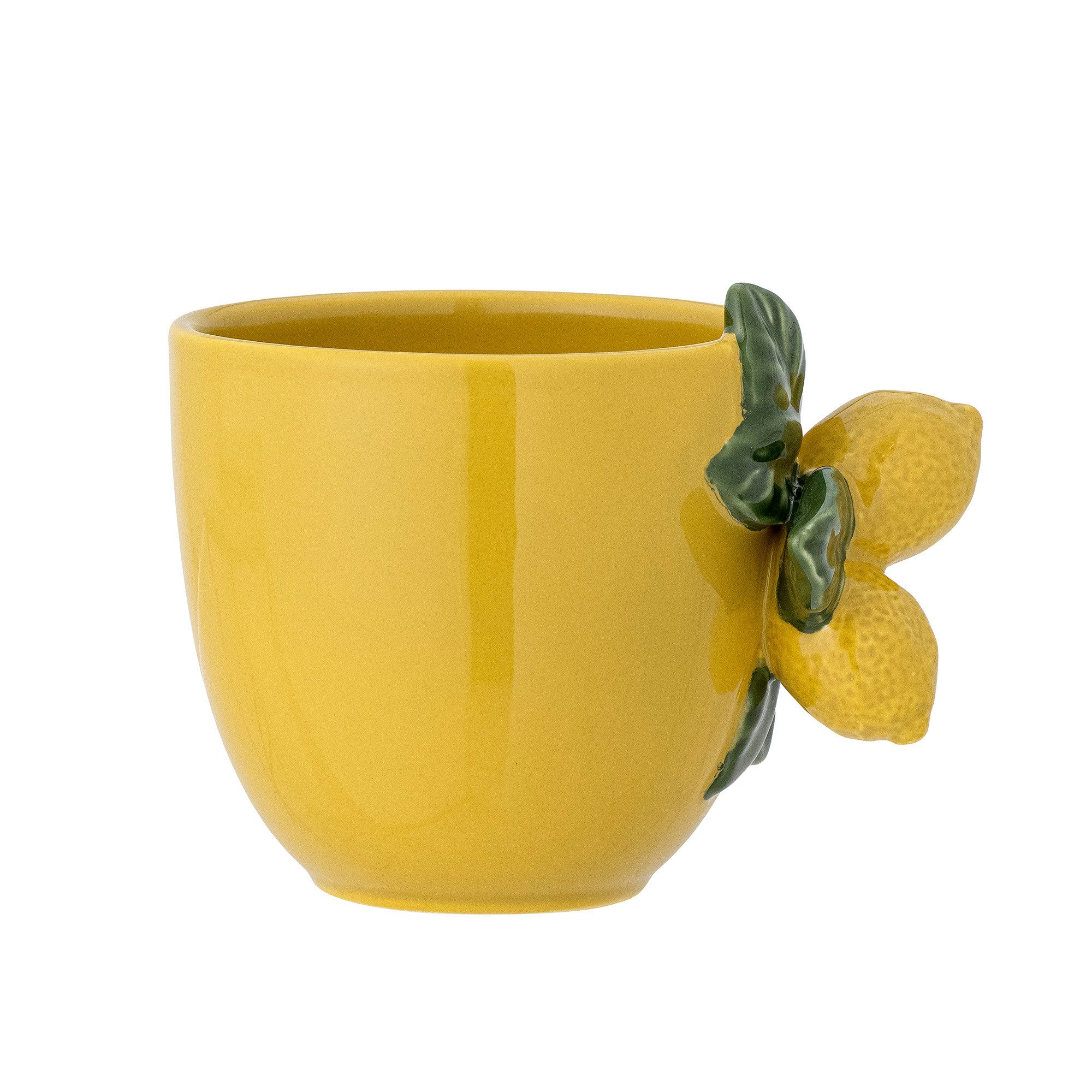 Bloomingville Tasse Limone, Steingut, mit handverzierten Zitronendetails