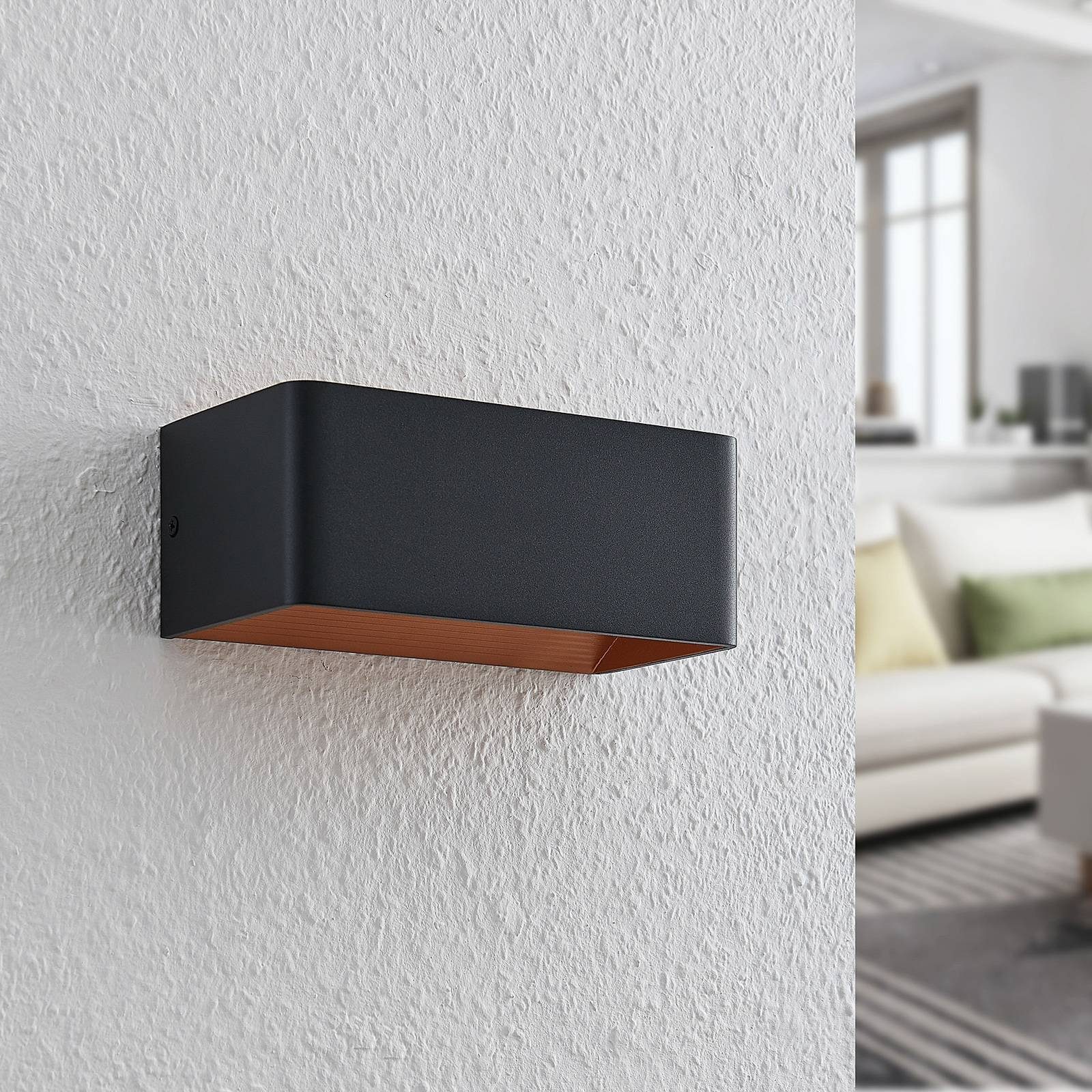 Arcchio Wandleuchte Karam, LED, Metall, Schwarz warmweiß IP20, 1 x 6 W LED, warmweiß