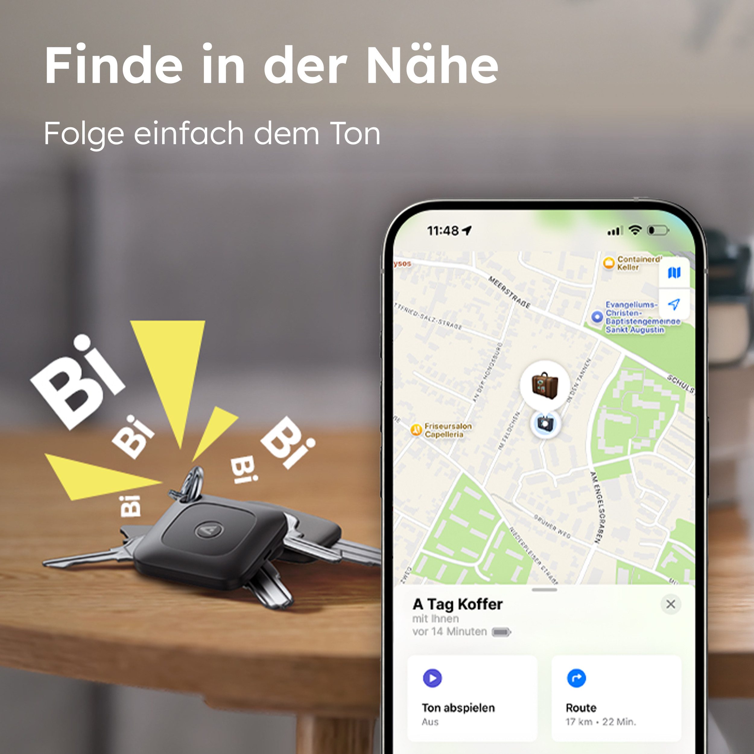 alkaya. Blueetooth Tracker 2er Set für Handy (nur mit iPhone kompatibel) GPS-Tracker (Nur kompatibel mit Apple-Geräten (iOS) – Bild 4 von 5