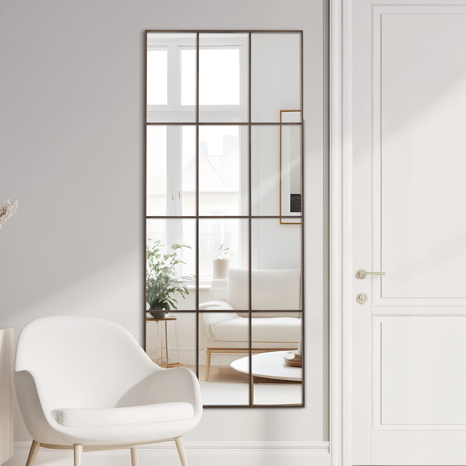 LUNAMIRROR Wandspiegel HD-Spiegel mit schwarzen Metallrahmen und Splitterschutz (1-St), Stand- & Wandmontage, 165x60 cm