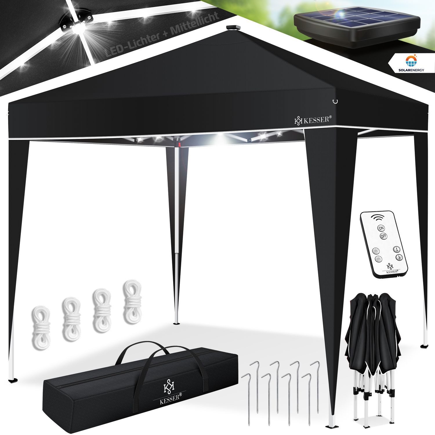 KESSER Pavillon, Faltpavillon 3x3m mit LED günstig online kaufen