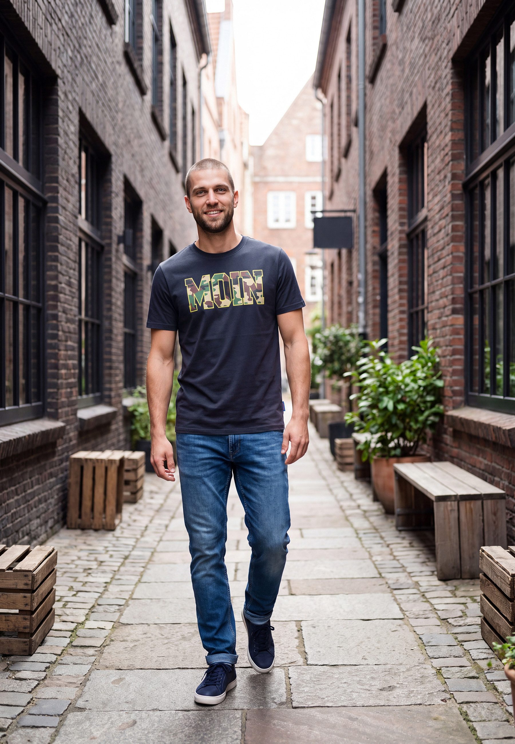 salzhaut T-Shirt Diek - Moin Camouflage Herren normale Passform salzhaut T-Shirt – bequeme Qualität und nordisch klares Design