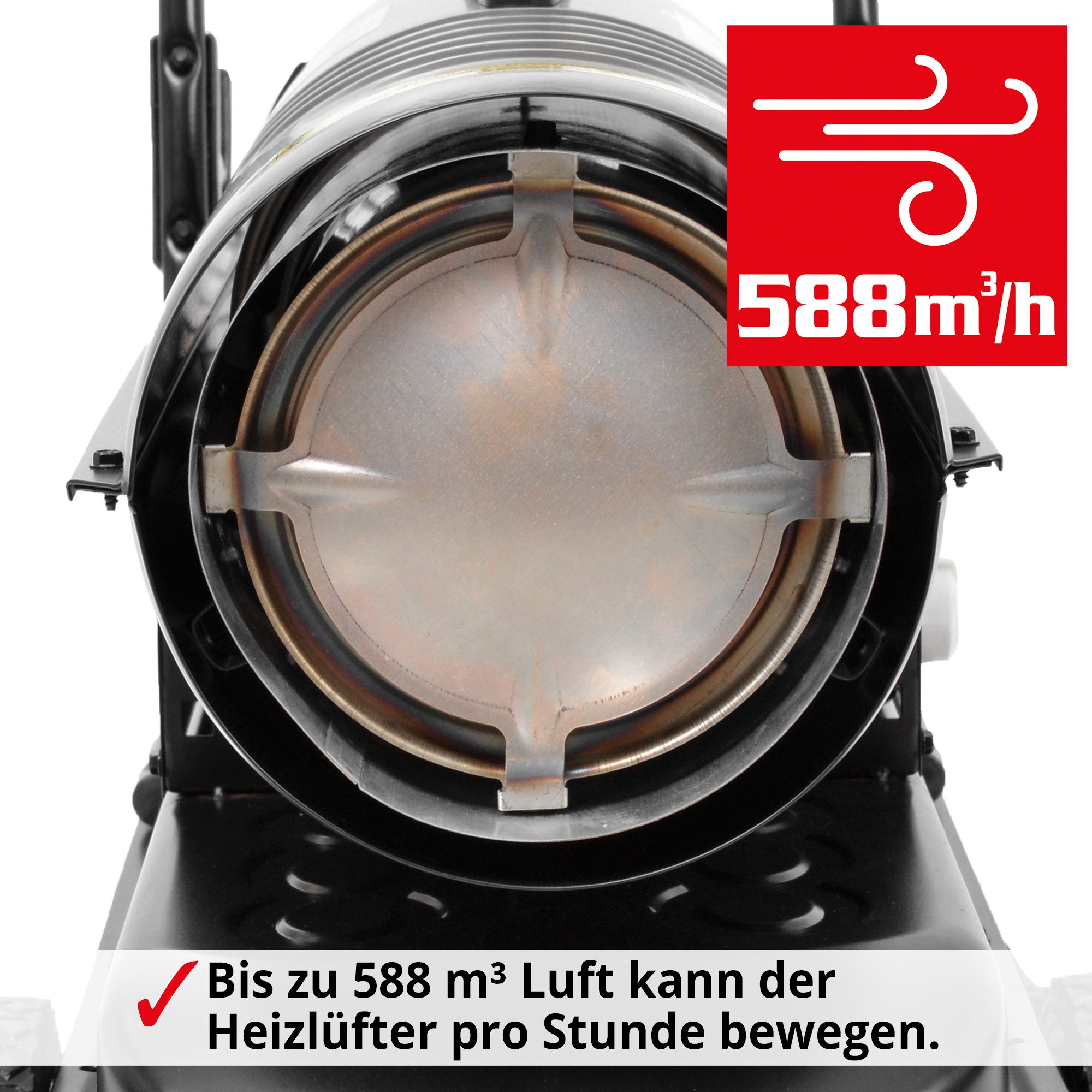 Hecht diesel heater 3021 with chassis, 20 kW, 20000 W, 70000 BTU, 588 m³/h, 393 °C, 27.6 kPa, 19 liters