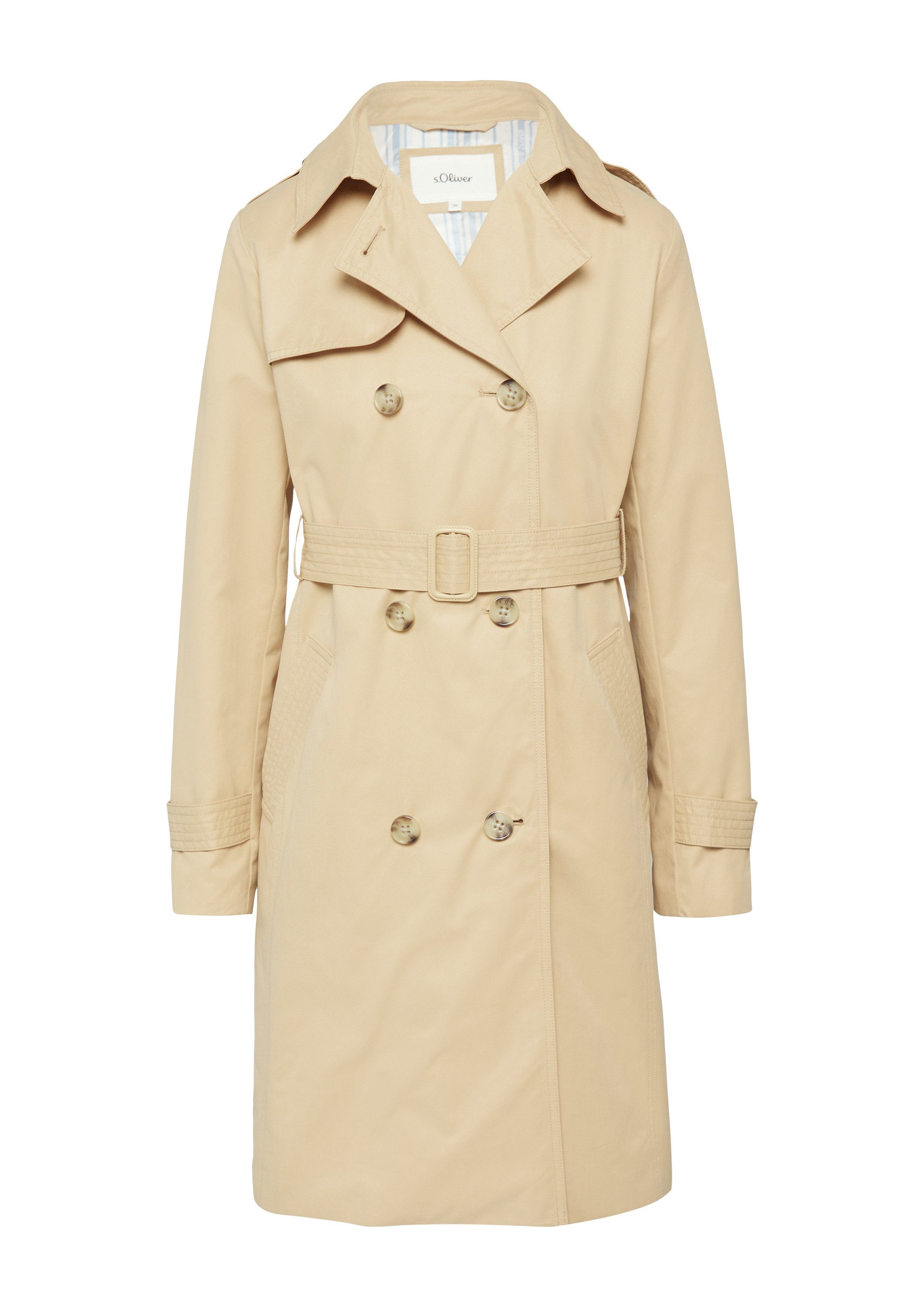 s.Oliver Trenchcoat Outdoor-Mantel Trenchcoat mit Streifen-Futter