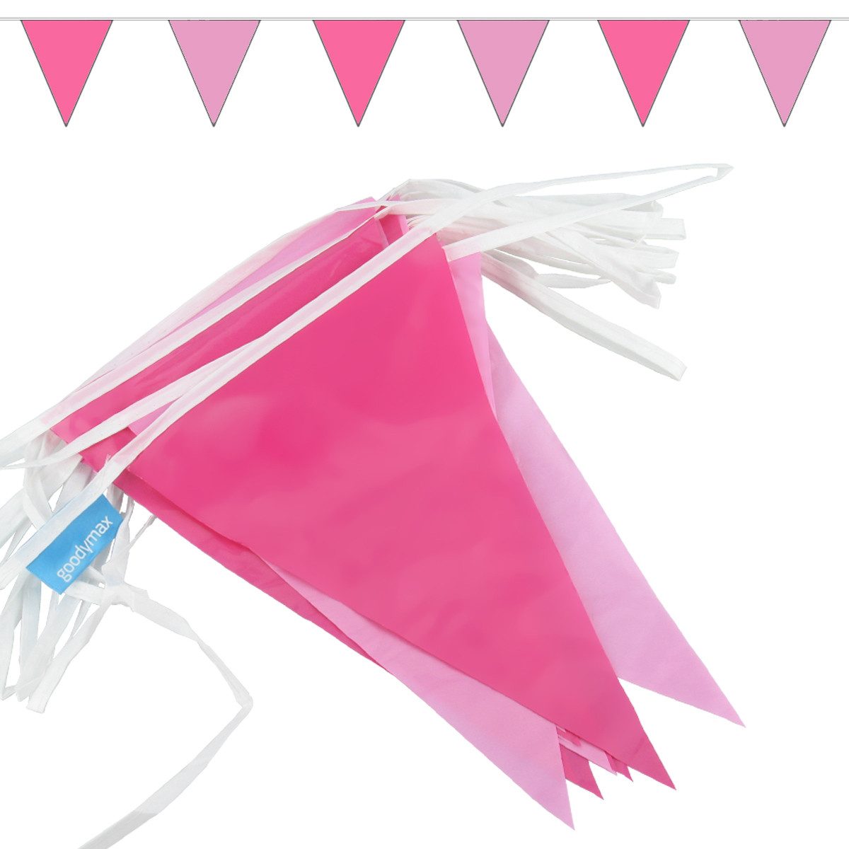 Goodymax Hängedekoration Wimpelkette 10 m Pink-Rosa (Pink-Rosa, 1 Wimpelkette), 20 Wimpel