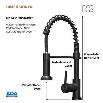 Rosenhahn & Söhne Küchenarmatur & Söhne Sylt 200 Küchenarmatur mit Brause- 360° Drehbarer Wasserhahn