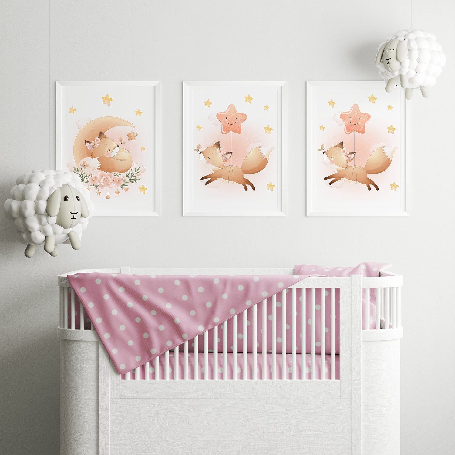 Tigerlino Poster Fuchs 3er Set Kinderzimmer Bilder Mädchen Babyzimmer Kinde günstig online kaufen