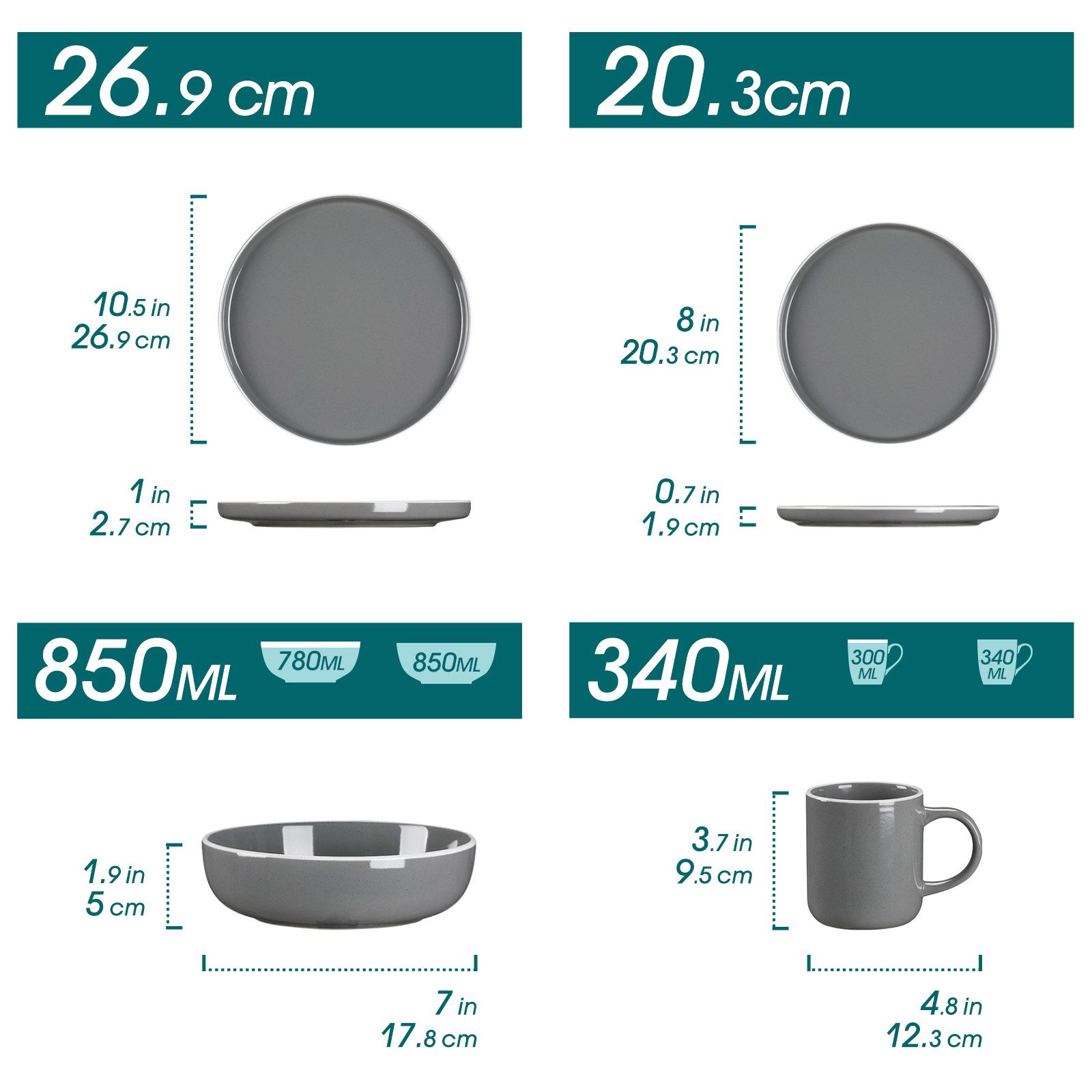 vancasso Geschirr-Set 16-tlg Tafelservice, für 4, fein gesprenkelte Glasur, Steingut (16-tlg), 4 Personen, Steingut