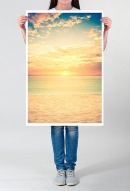 Sinus Art Poster 60x90cm Poster Landschaftsfotografie  Strand mit Sonnenaufgang