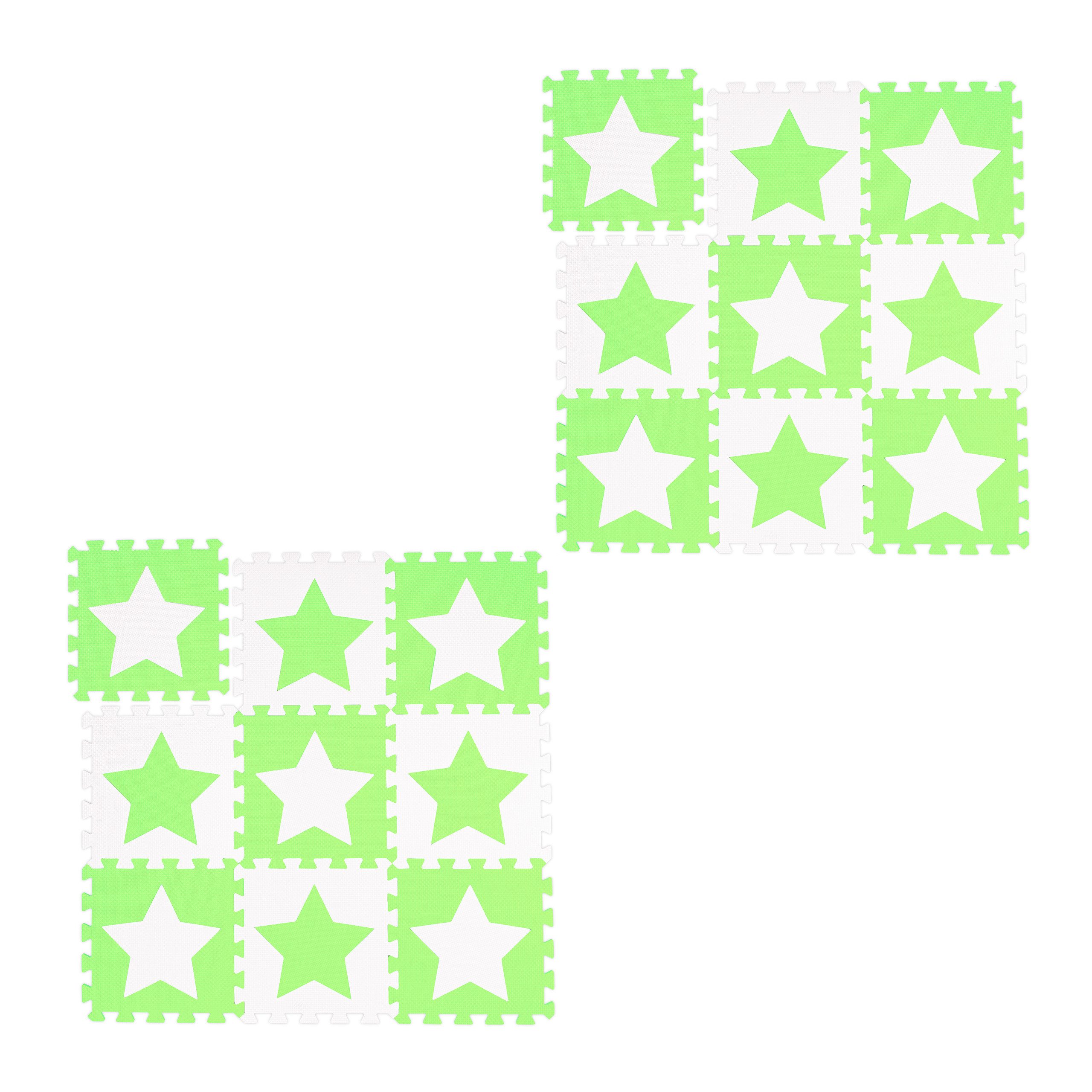 Spielmatte 18 x Puzzlematte Sterne weiß-grün