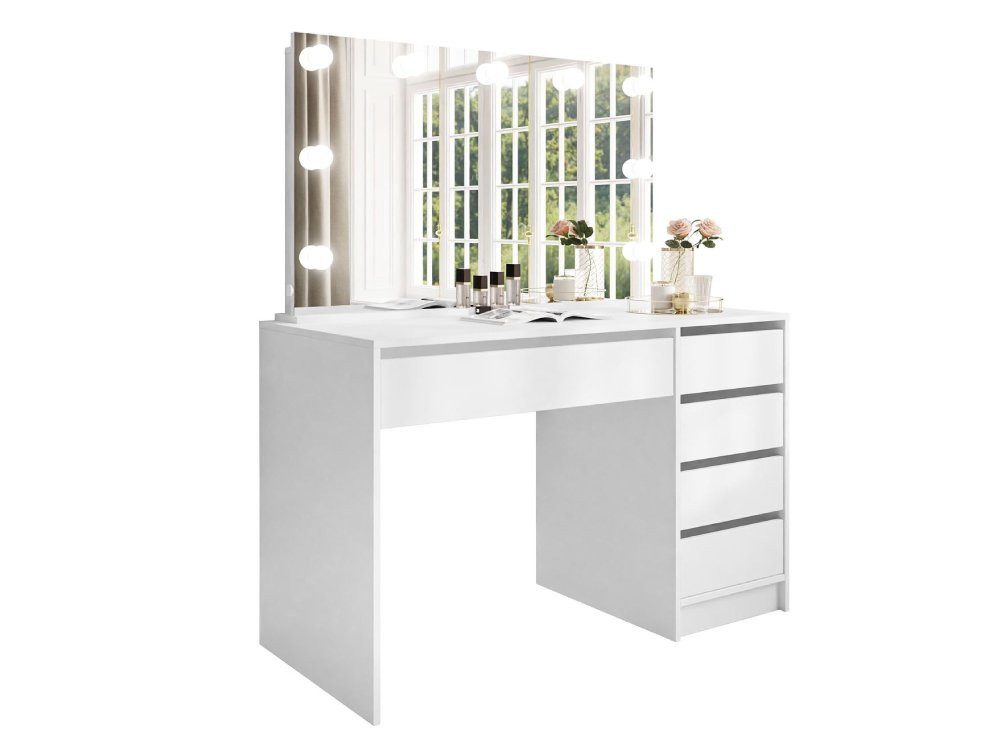 ALLHOUSE24 Schminktisch DAMA ELITE mit Spiegel und LED Beleuchtung Kosmetiktisch (1x Schreibtisch 1x Spiegel), Breite: 120 cm
