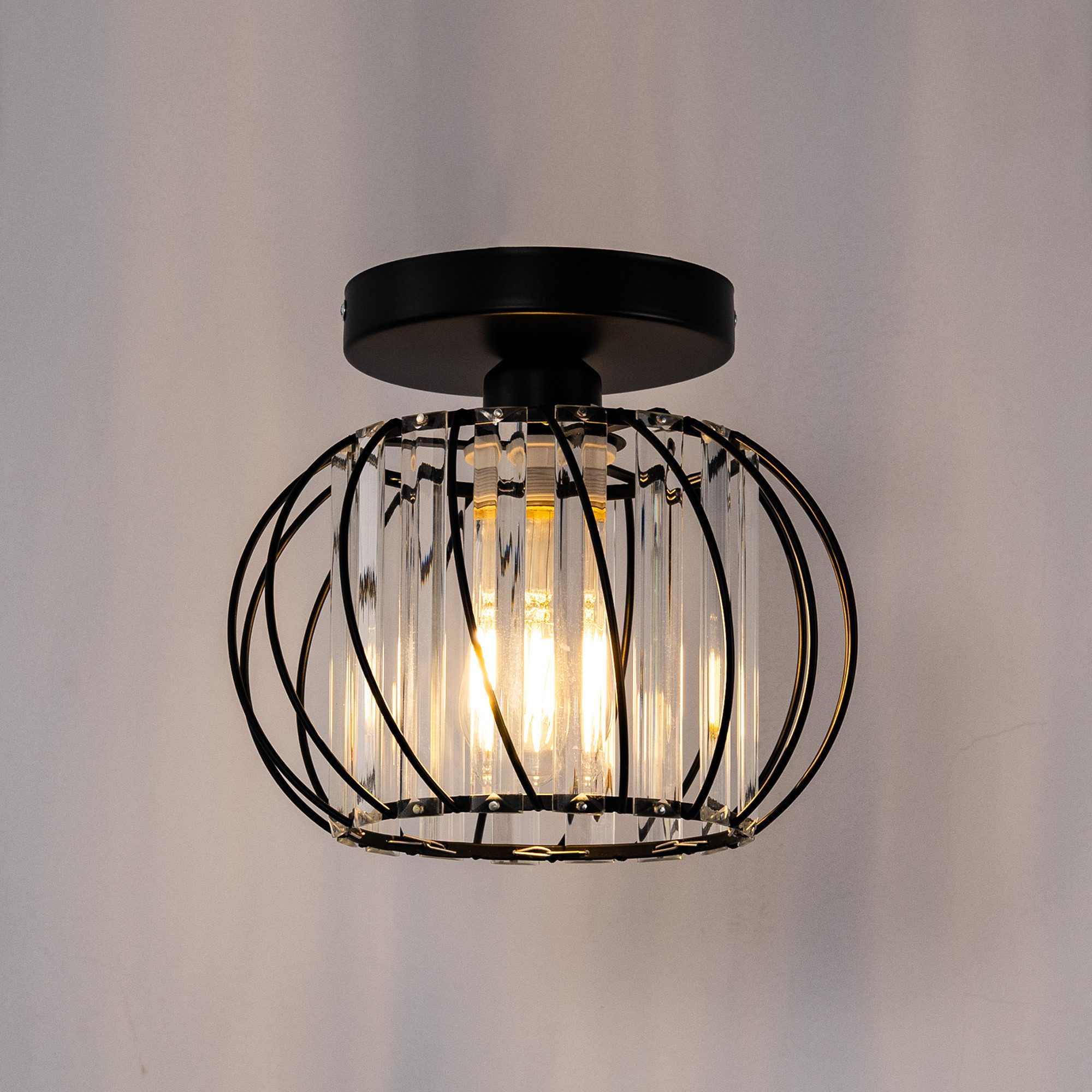 LOHAS-LED Deckenleuchte Kugelförmige Kristall-Deckenleuchte, ohne Leuchtmittel, E26-Fassung 220V, geometrisches Metallstreifen-Design