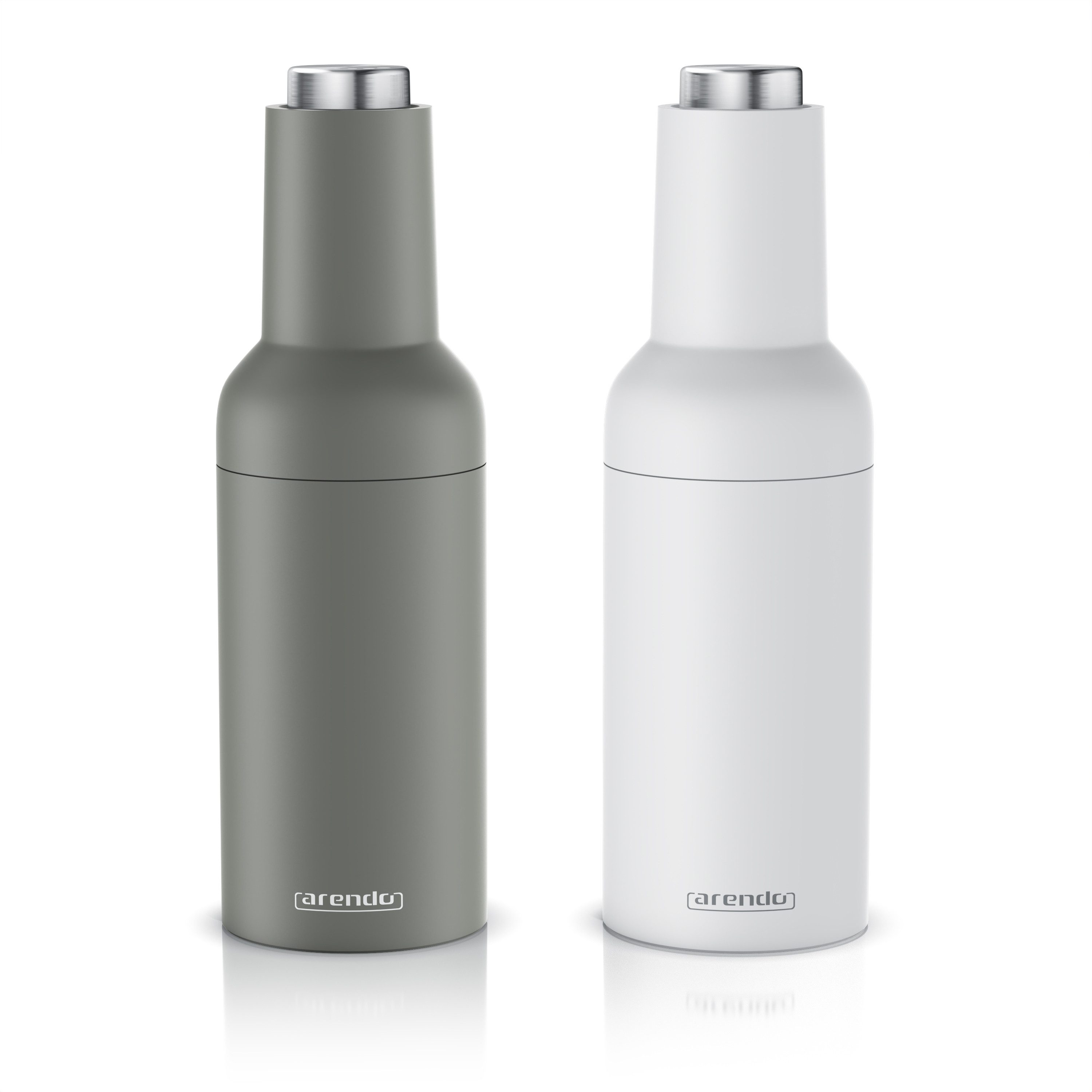 Arendo Salz-/Pfeffermühle Elektrische Salzmühle & Pfeffermühle, stufenlos einstellbar Batterie, (2 Stück), Edelstahl, Keramikmahlwerk, 2er Set, LED, Kippsensor