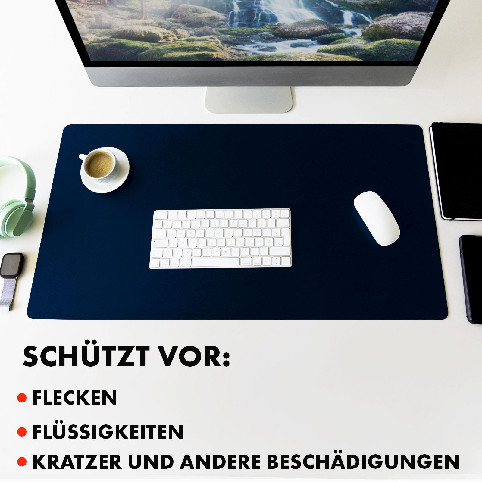 Floordirekt Schreibtischunterlage Nero, Pflegeleichtes, weiches Kunstleder – Bild 5 von 5